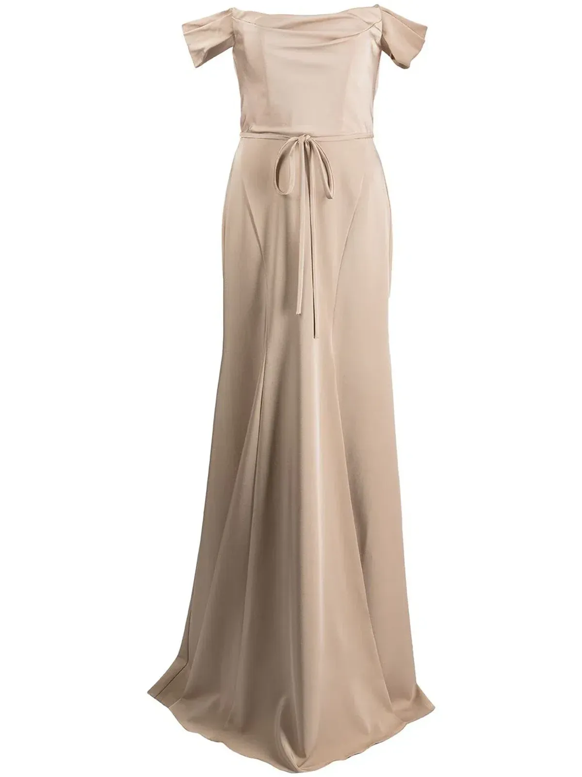 Marchesa Notte Rimini Off Shoulder Dress in Champagne Colour Size US 10 / AU 14 - Image 5