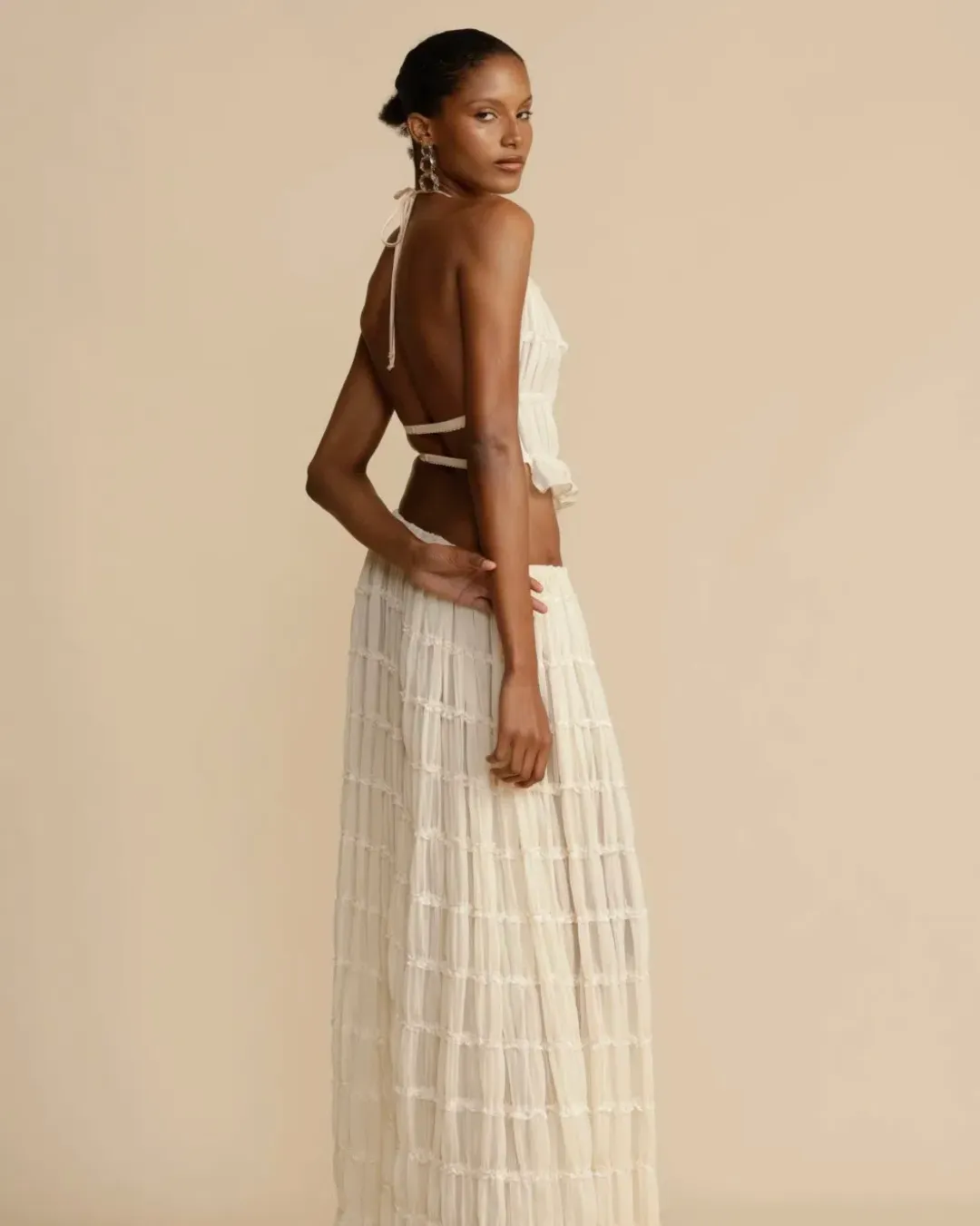 Arcina Ori Juliette Halter Top & Maxi Skirt Set Warm Cream Size S / AU 8 for rent on The Volte - main image