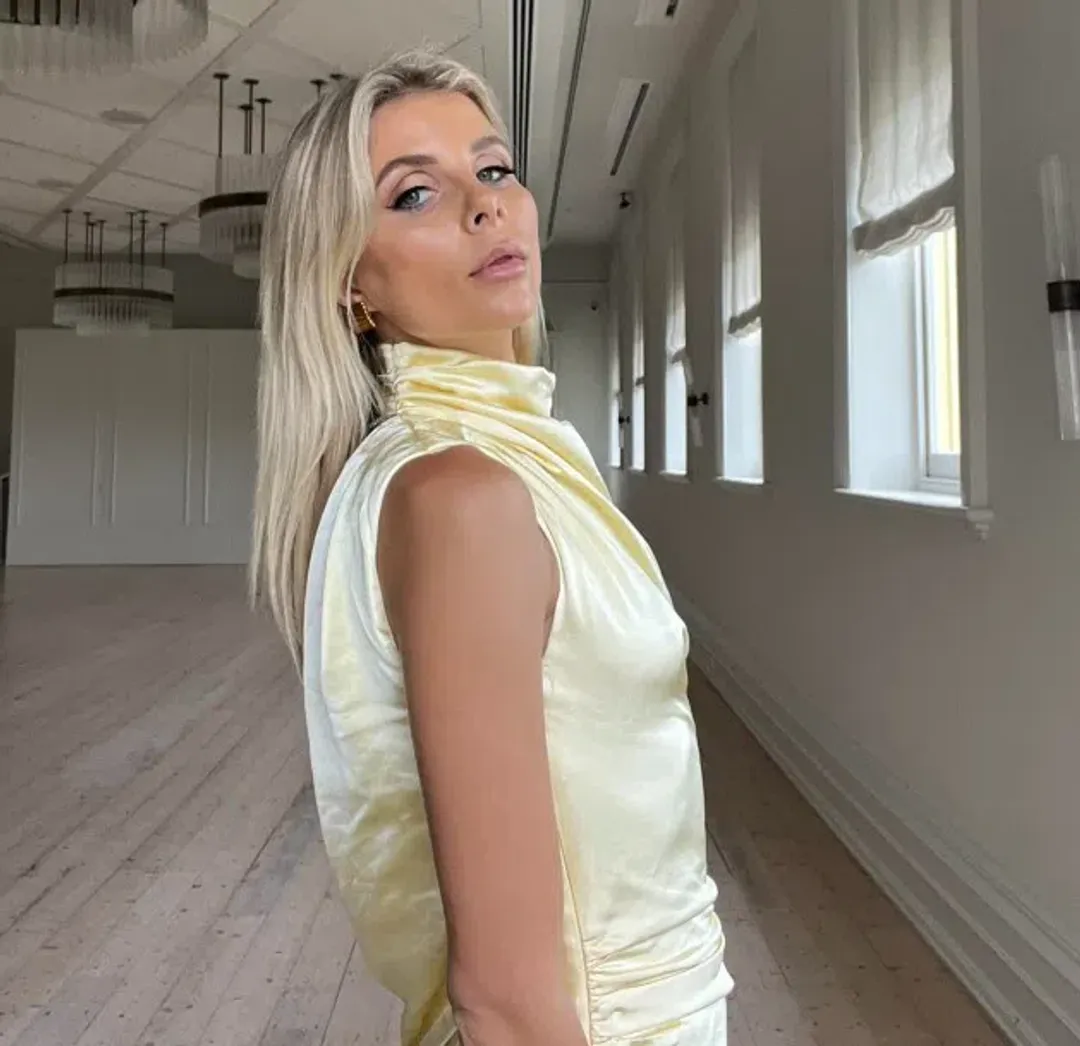 Misha Costantina Satin Gown in Soft Gold Yellow Size 8/S for rent on The Volte - main image