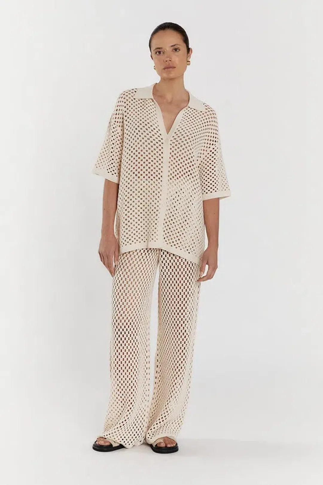 DISSH Sonny Natural Crochet Shirt beige size 6 for rent on The Volte - main image