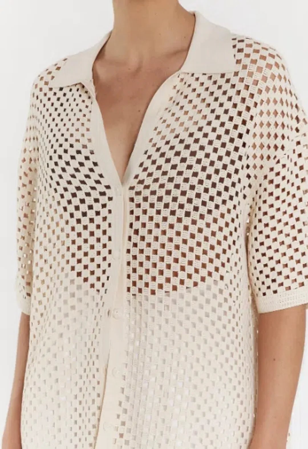 DISSH Sonny Natural Crochet Shirt beige size 6 for rent on The Volte - main image