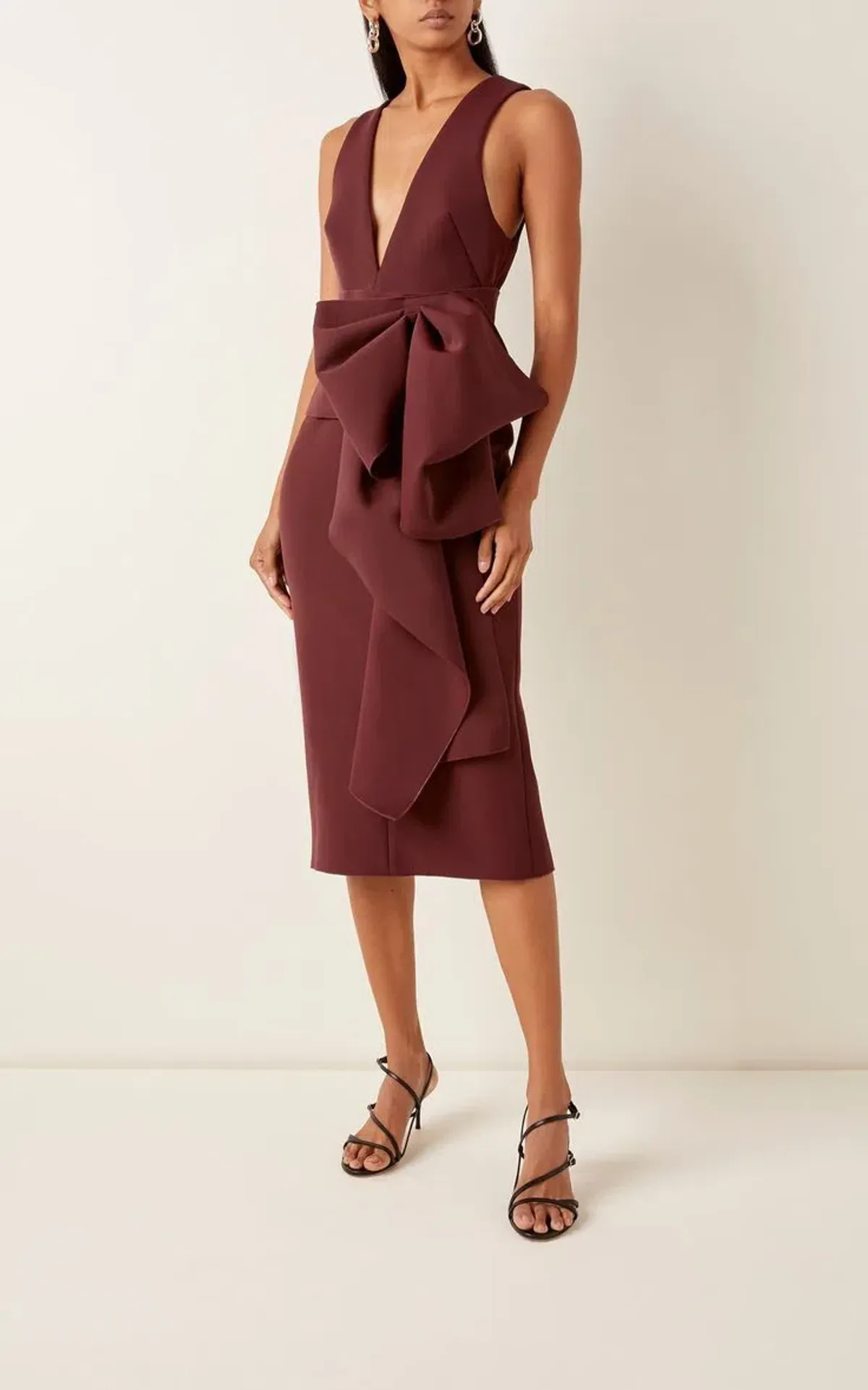 Acler Mancroft V-Neck Folded Stretch-Crepe in Burgundy Size 8 - Image 1