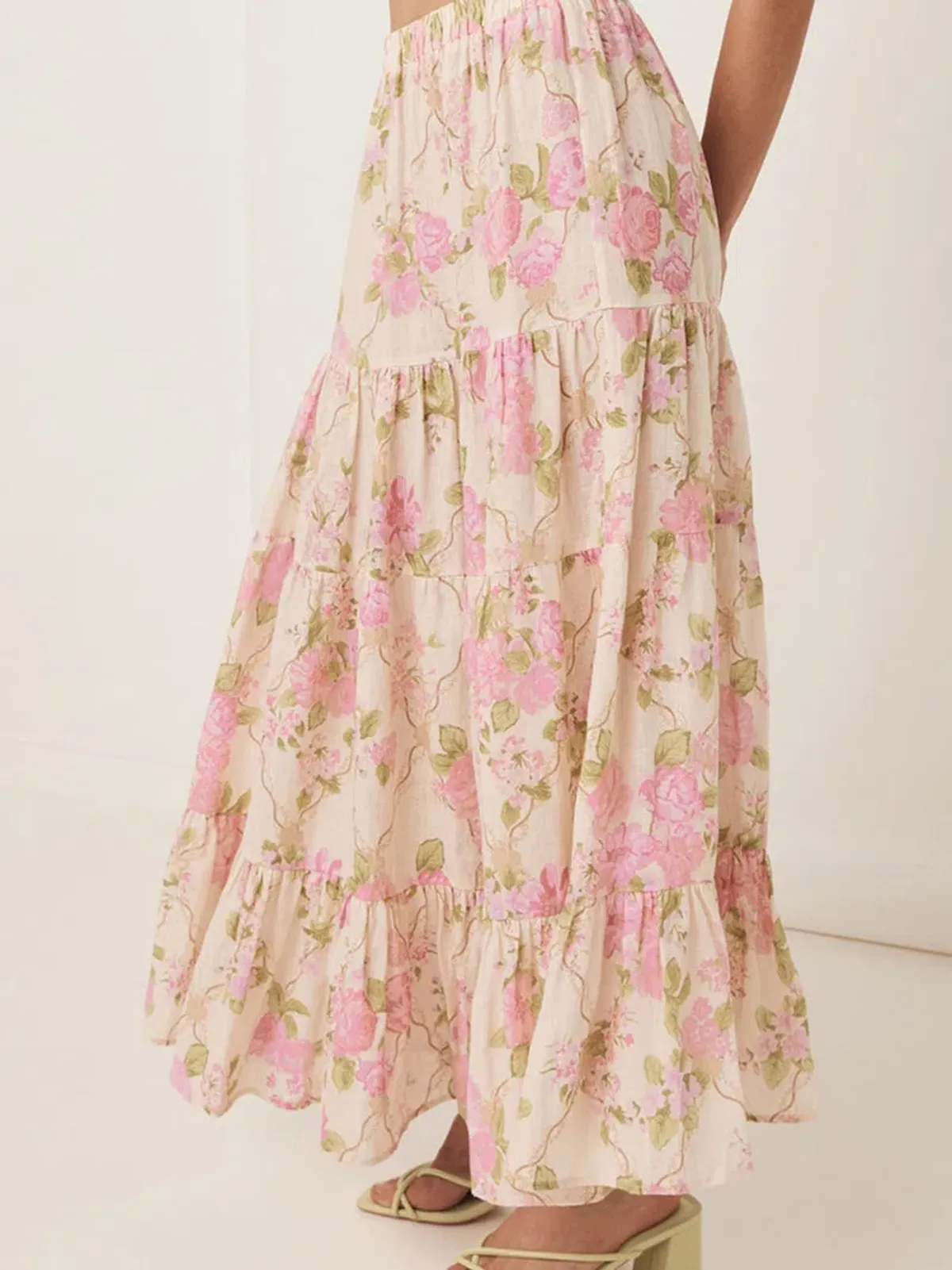 Spell Rose Garden Blouse Size M/10 & Tiered Maxi Skirt Size M/10 Set Rose - Image 3