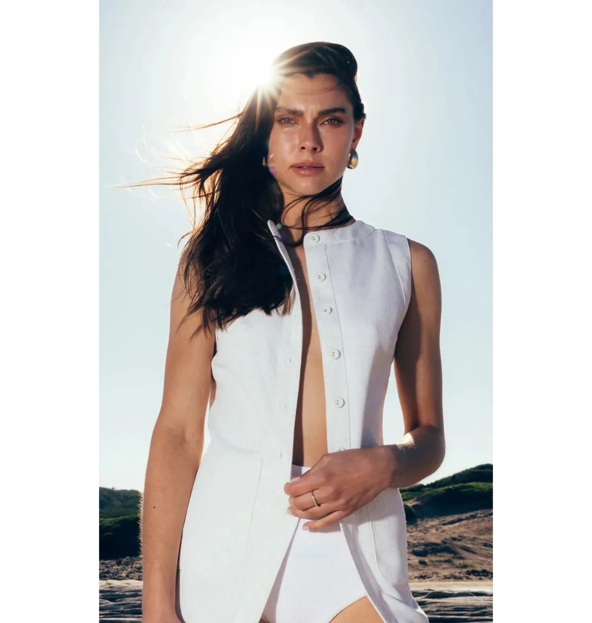 Pasduchas Weekender Linen Vest and Skirt Oat Size AU 14 - Image 4