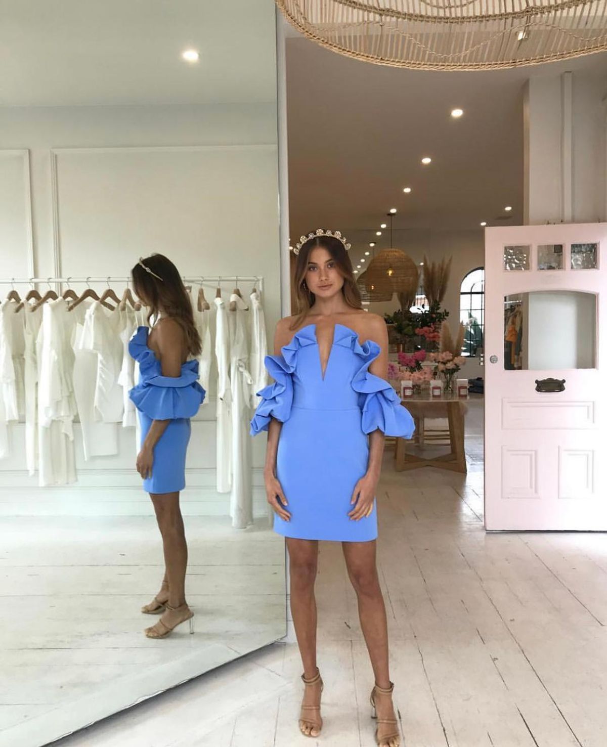 Acler Hitching Mini Dress Blue Size 6 - Image 4