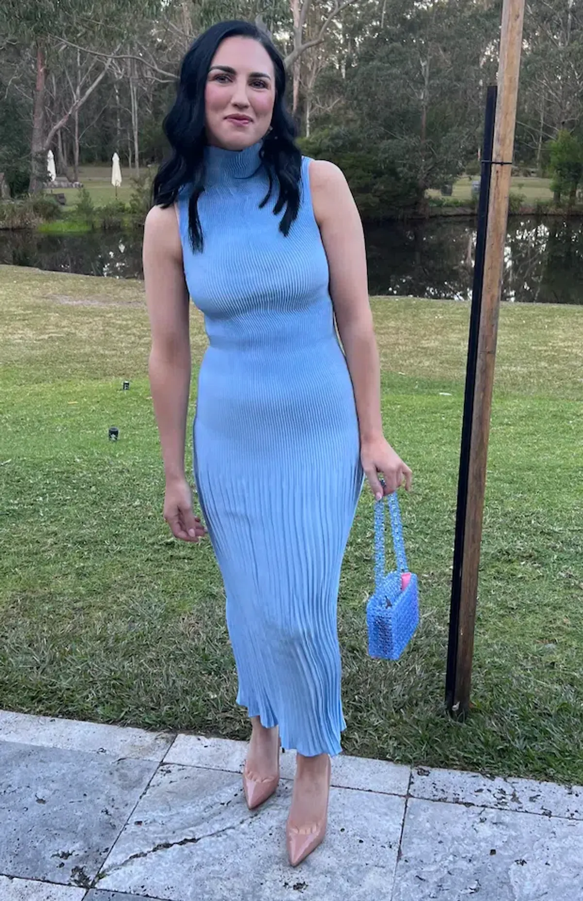 Lidee Soiree Moss Gown Sky Blue Size 8 - Image 1