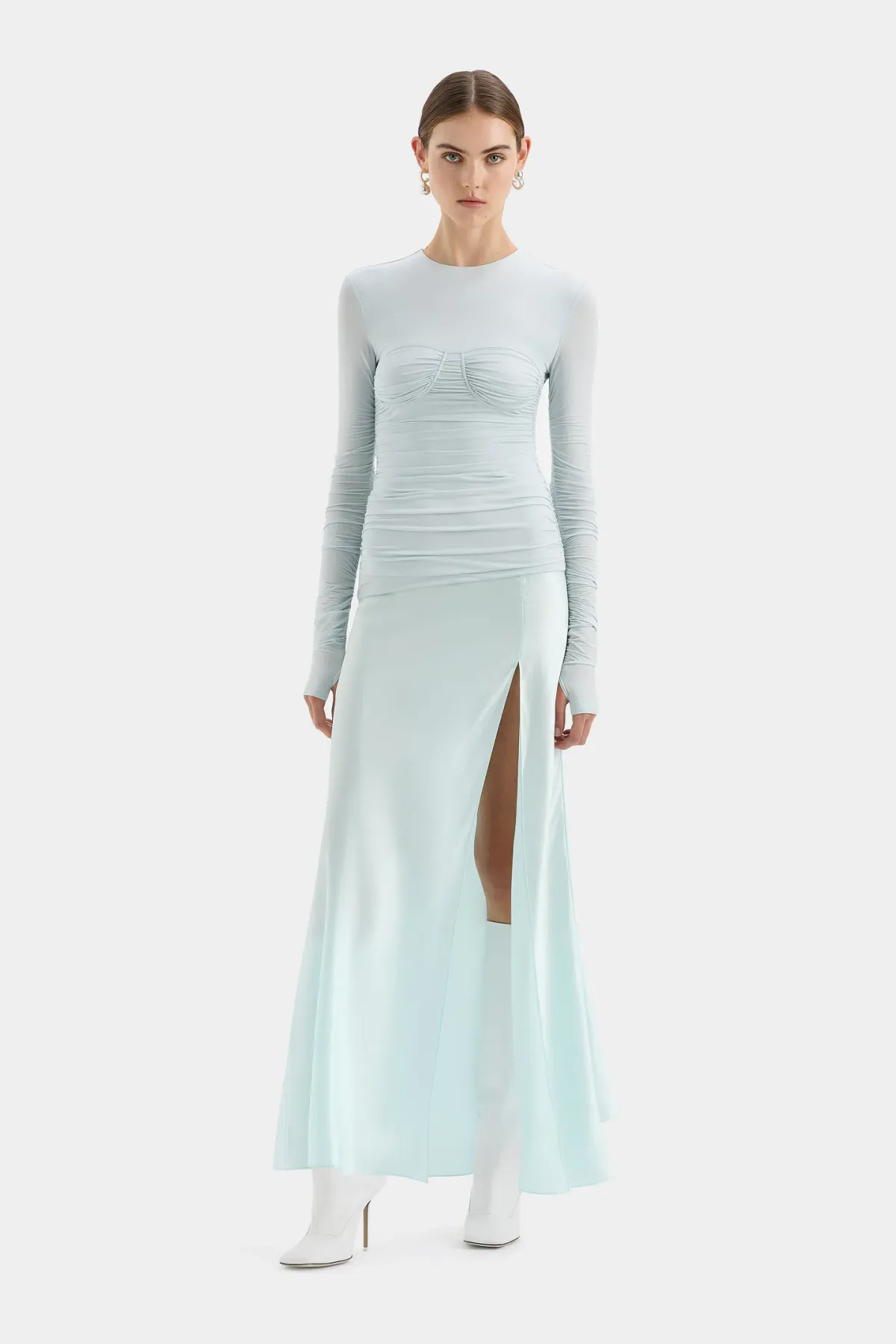 Sir the Label Alessia Draped Gown Ice Blue Size 2 / AU 10 for rent on The Volte - main image