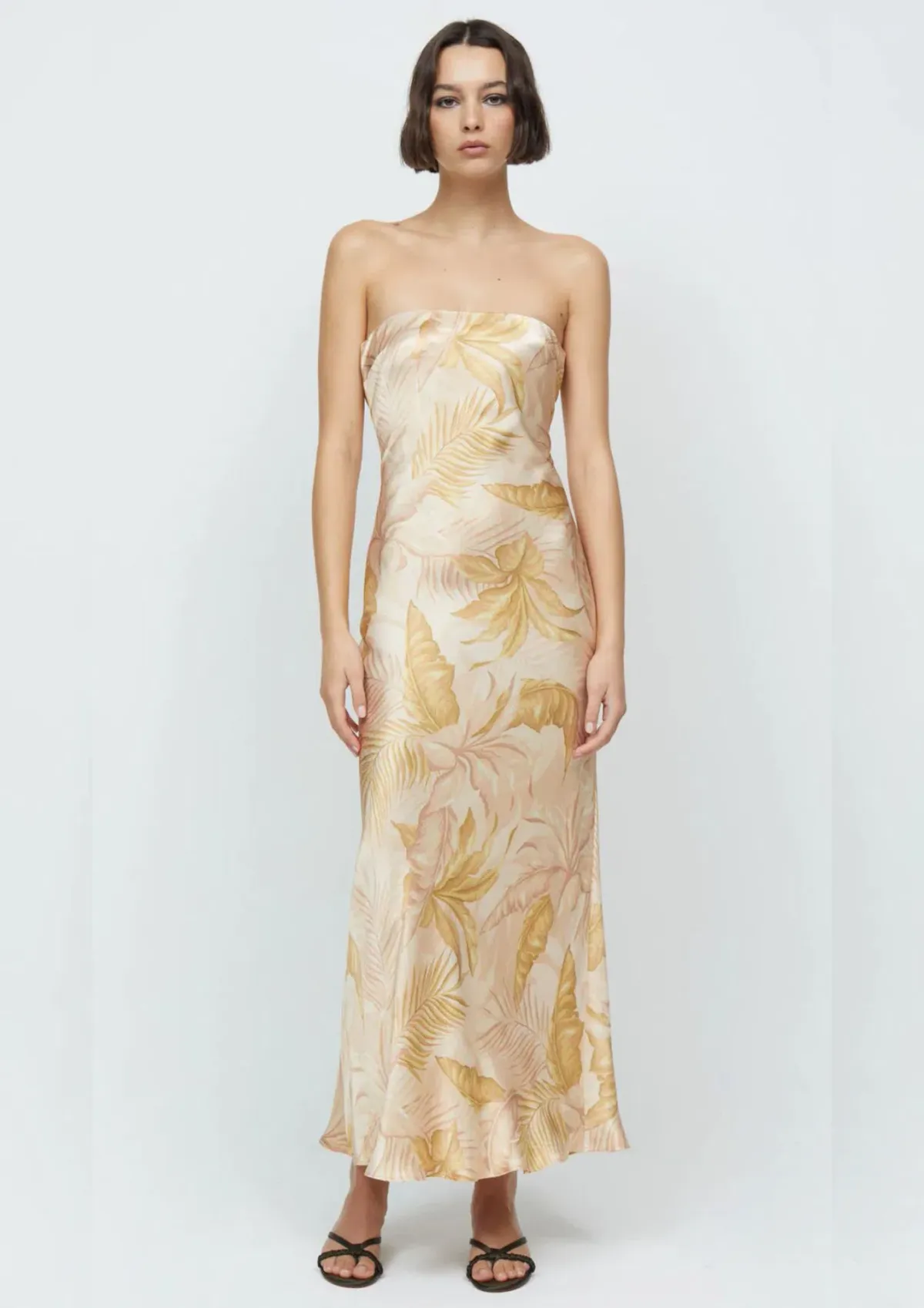 Bec & Bridge Dusty Palms Strapless Dress Print Size 8 - Image 1