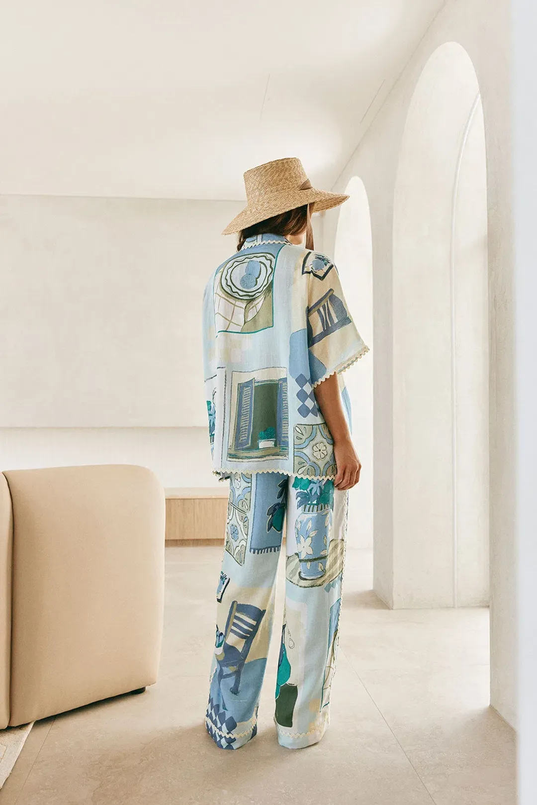 Zaco Kelia Shirt & Pant Set Blue/Multi Size S / AU 8 for rent on The Volte - main image