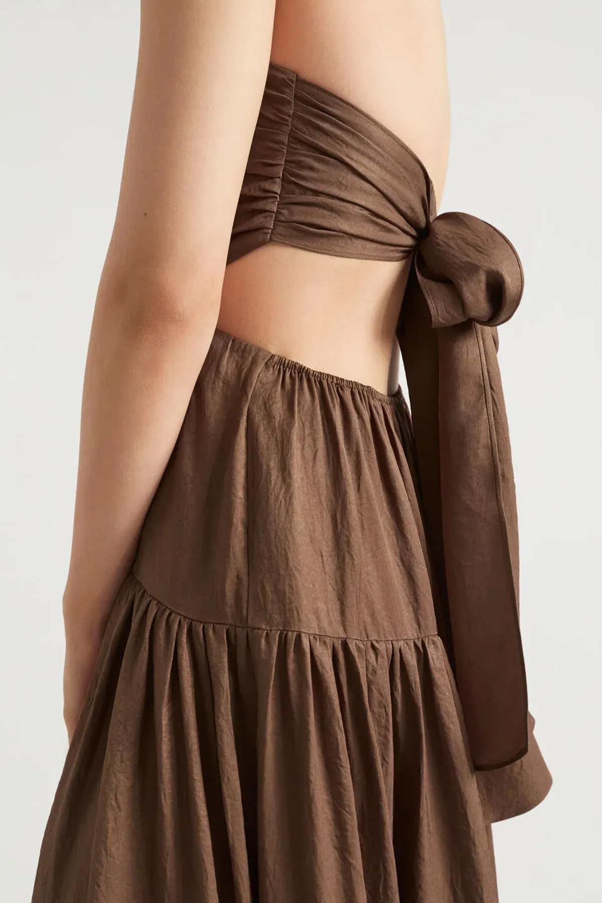 Seed Heritage Satin Cut Out Maxi Dress Pecan Brown Size 8 - Image 2