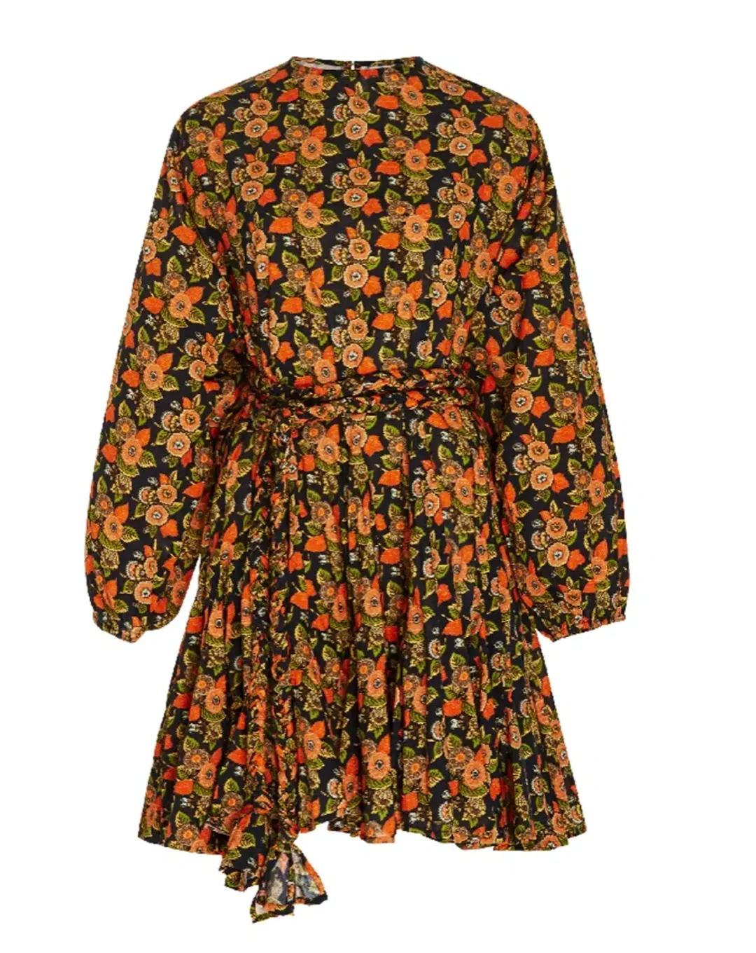 Rhode Resort Ella Long Sleeve Belted Fluted Mini Dress Floral Size XS / AU 6 for rent on The Volte - main image