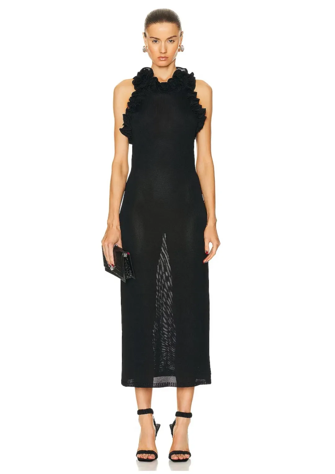 Zimmermann Matchmaker Ruffle Neck Midi Dress Black Size 0 / AU 8 for rent on The Volte - main image