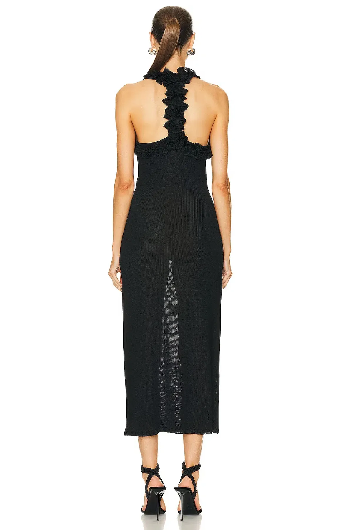 Zimmermann Matchmaker Ruffle Neck Midi Dress Black Size 0 / AU 8 - Image 3