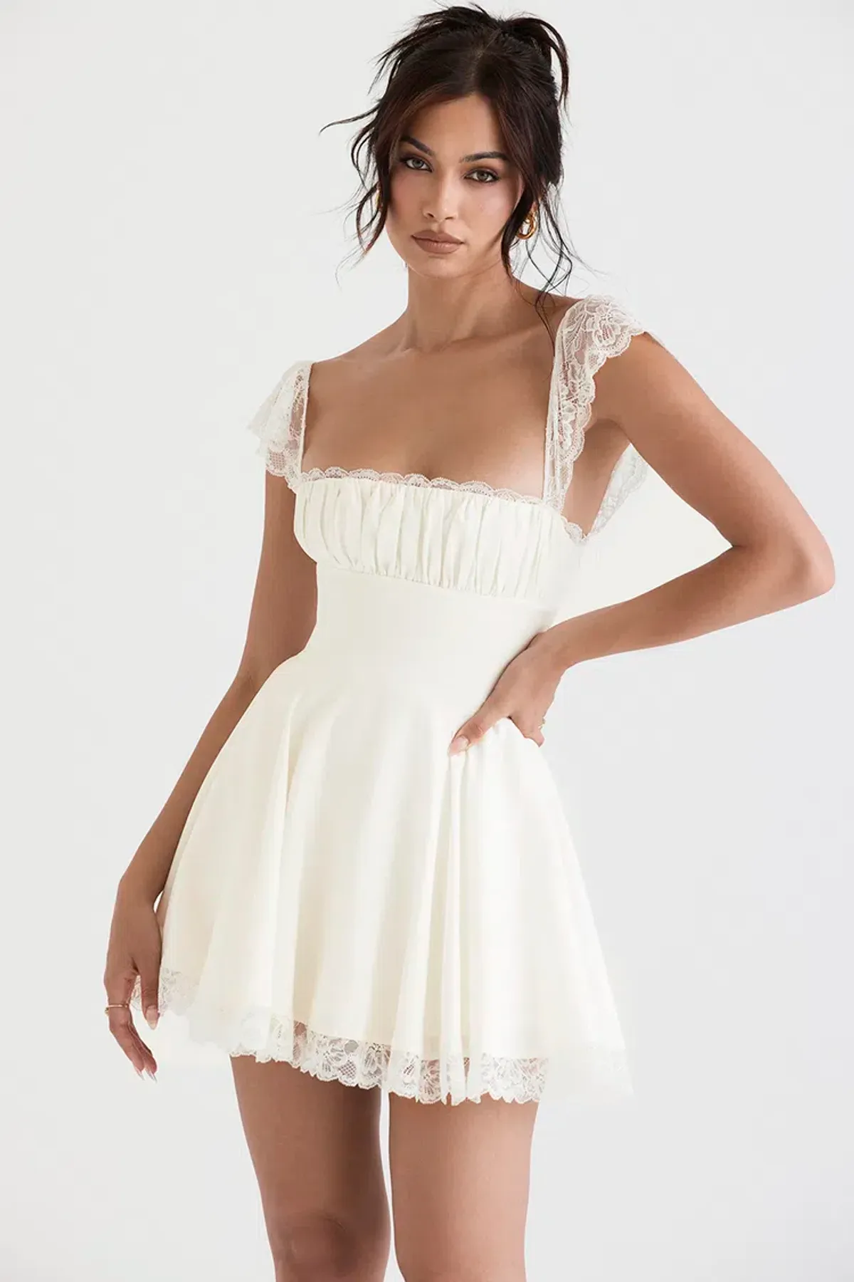 House of CB Kaia A-Line Mini Dress in Ivory Size XS / AU 6 - Image 1