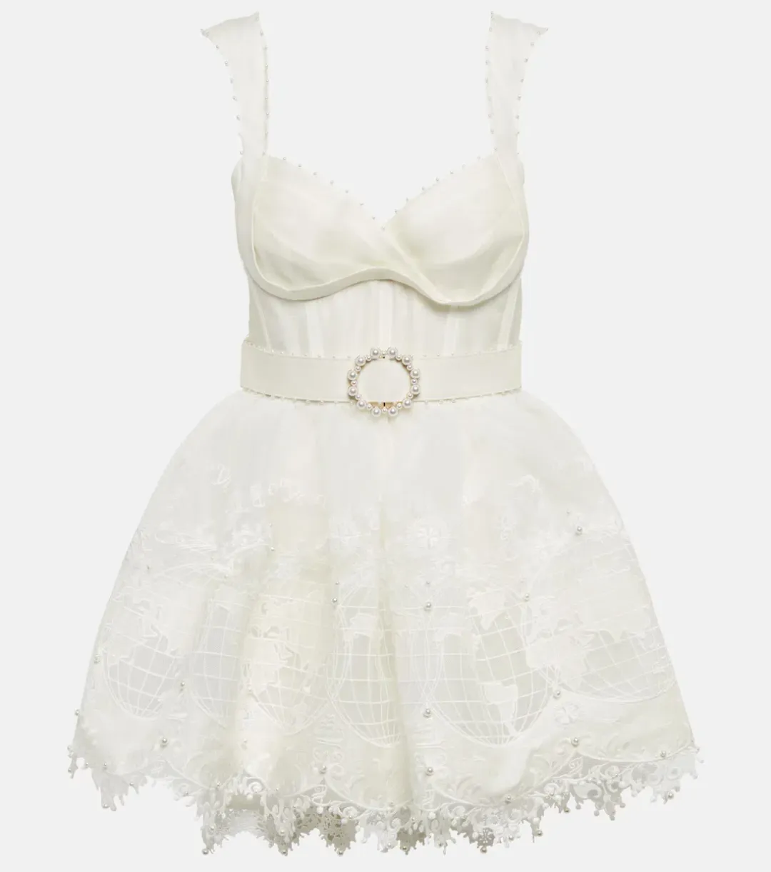 Zimmermann High Tide Embroidered Corset Mini Dress Ivory Size 0 / AU 8 for rent on The Volte - main image