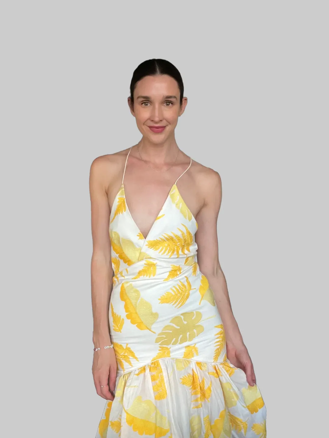 Acler Wray Dress Yellow Print Size 8 for rent on The Volte - main image