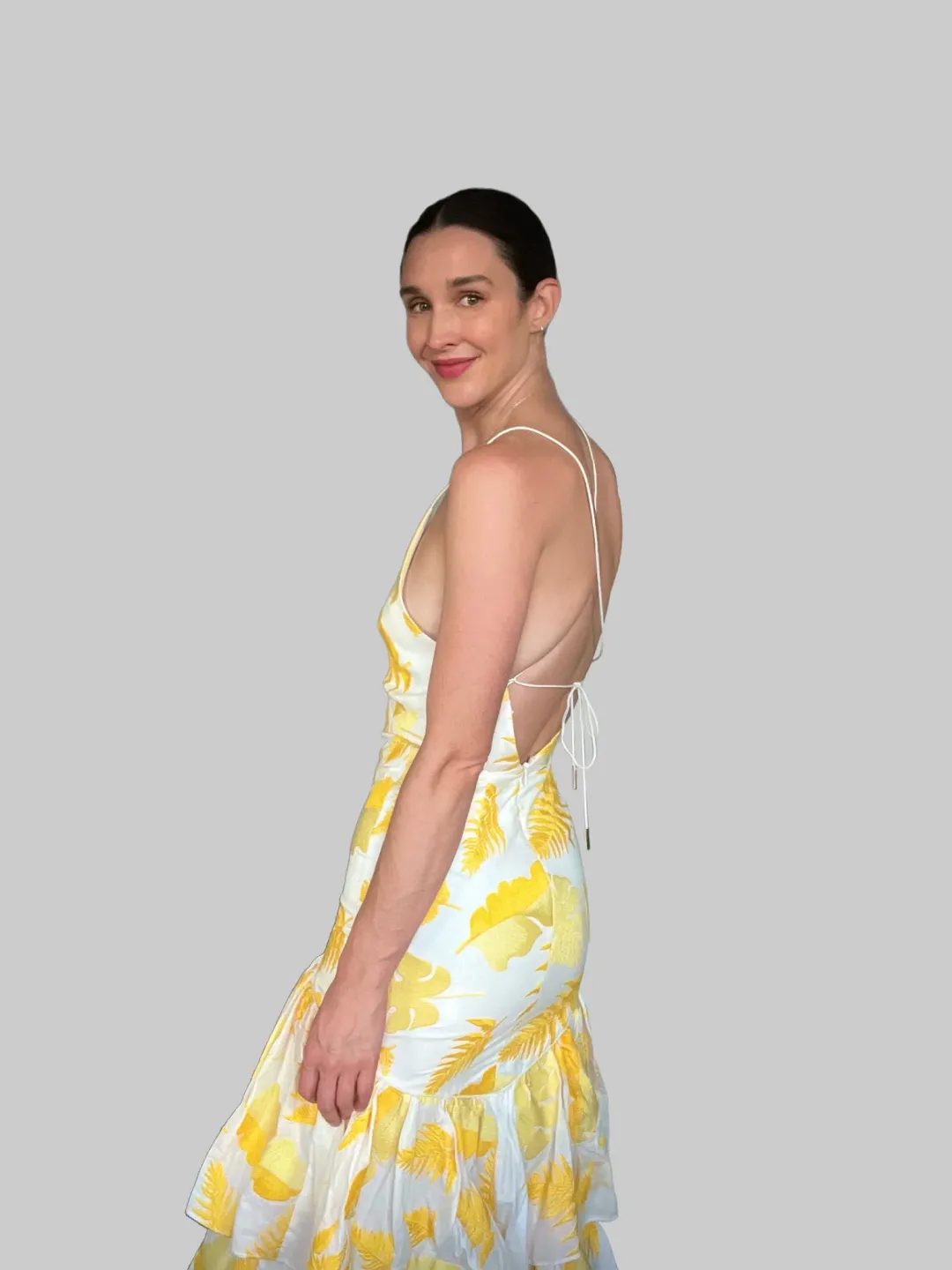 Acler Wray Dress Yellow Print Size 8 for rent on The Volte - main image