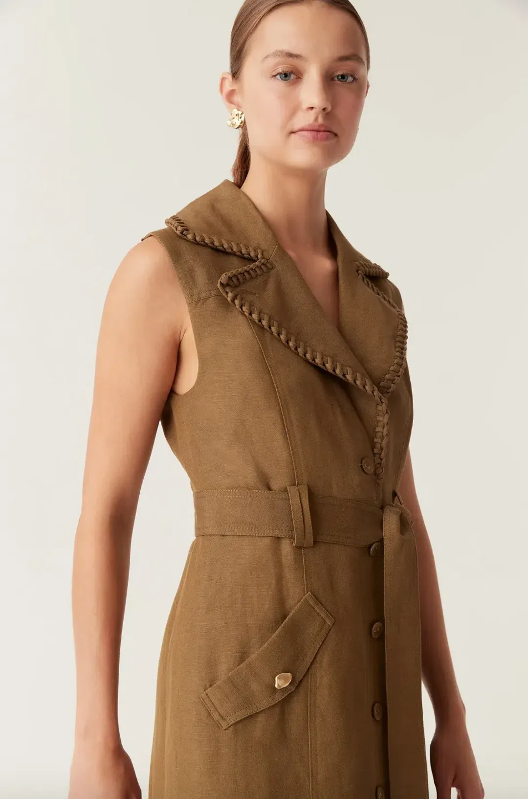 Aje Encompass Utility Midi Dress in Deep Olive Size 8 for rent on The Volte - main image