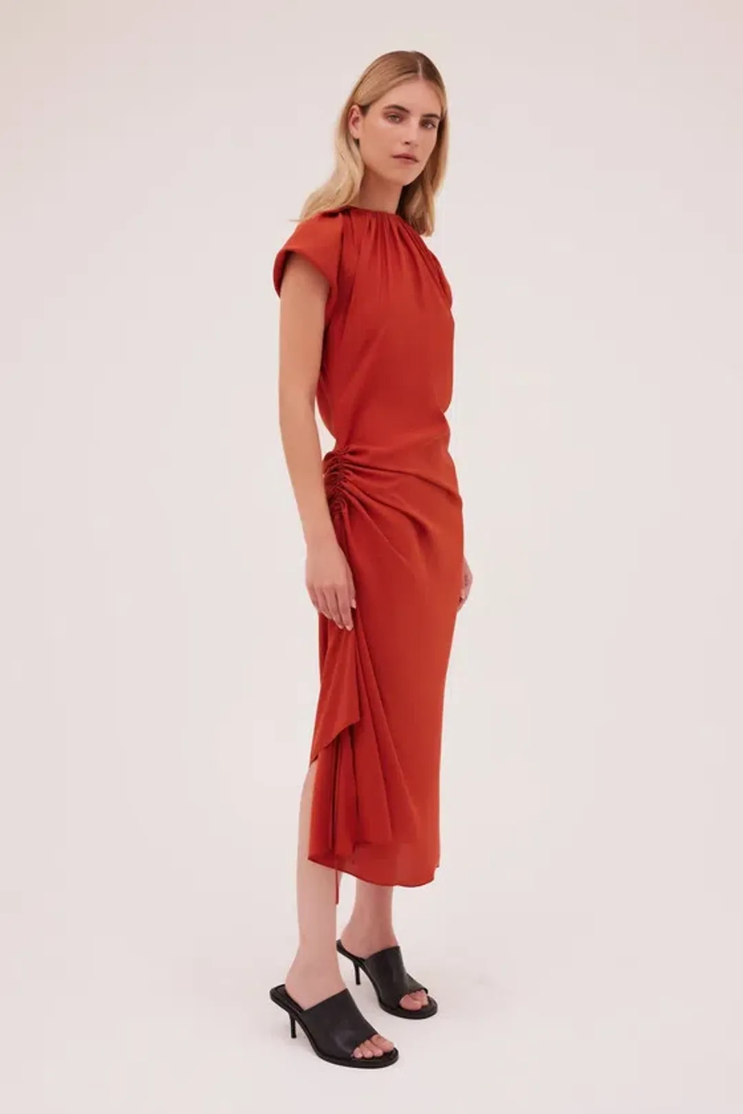 Bianca Spender Rust Satin Cosby Dress Size 10 for rent on The Volte - main image