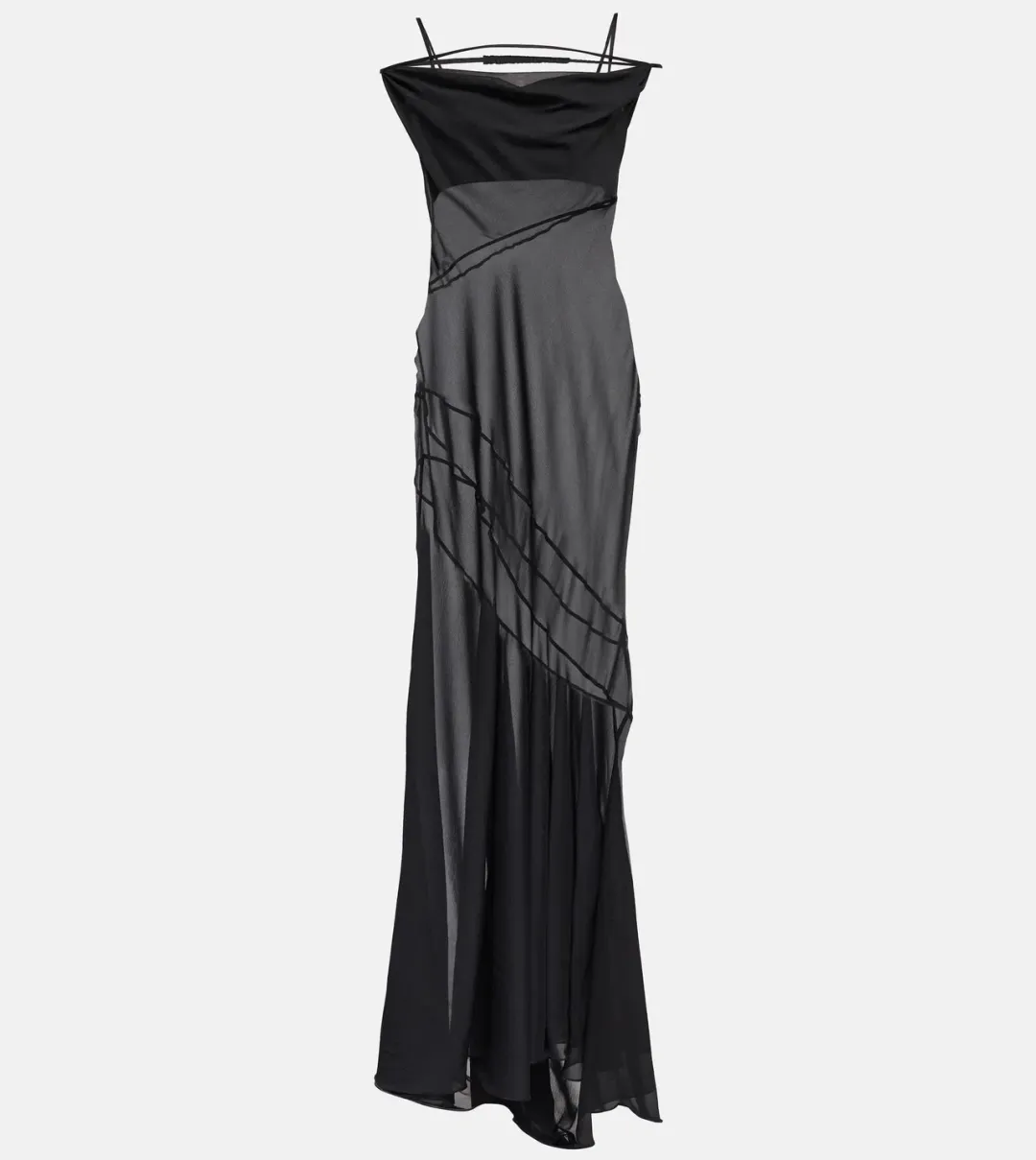 Jacquemus La Robe Draggiu Silk-Blend Maxi Dress in Black Size 36/AU 8 for rent on The Volte - main image