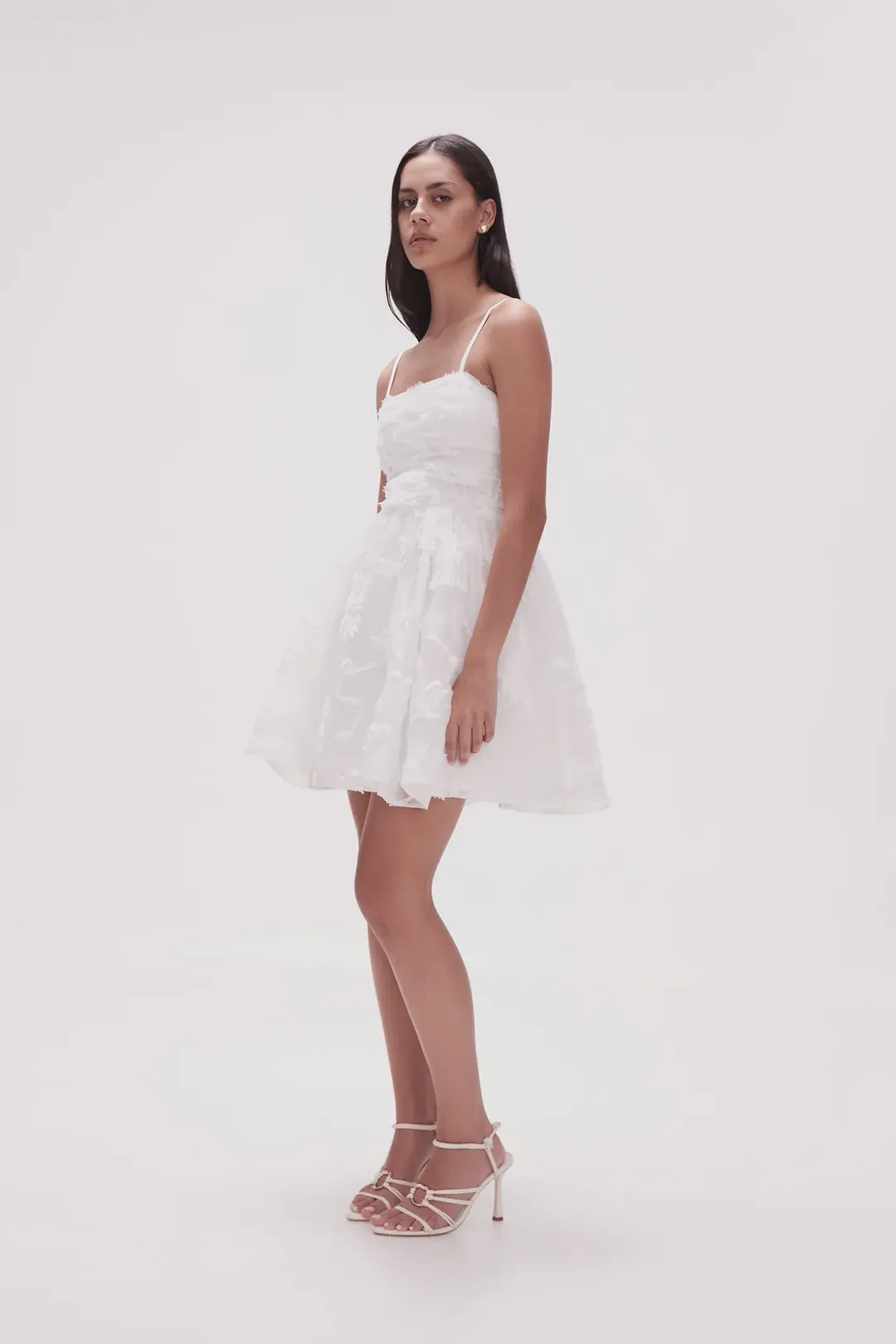 Aje Evangeline Mini Dress Ivory Size 8 for rent on The Volte - main image