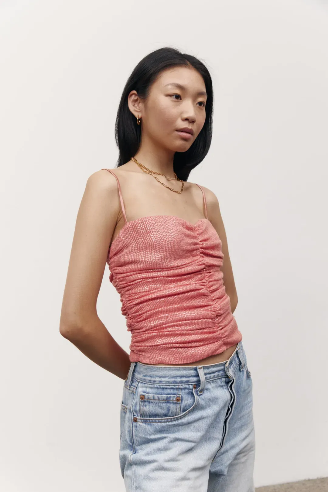 Olivia Cashmore Ginger Kisses Sequin Top Peony Pink Size 16 for rent on The Volte - main image