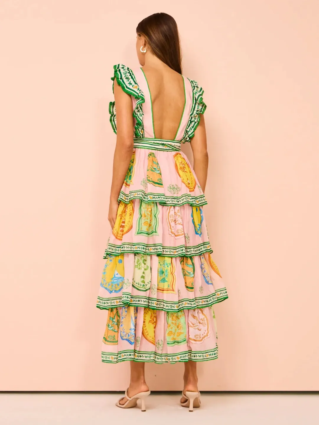 Alemais Porcelain Frill Midi Dress In Pink Size 10 for rent on The Volte - main image