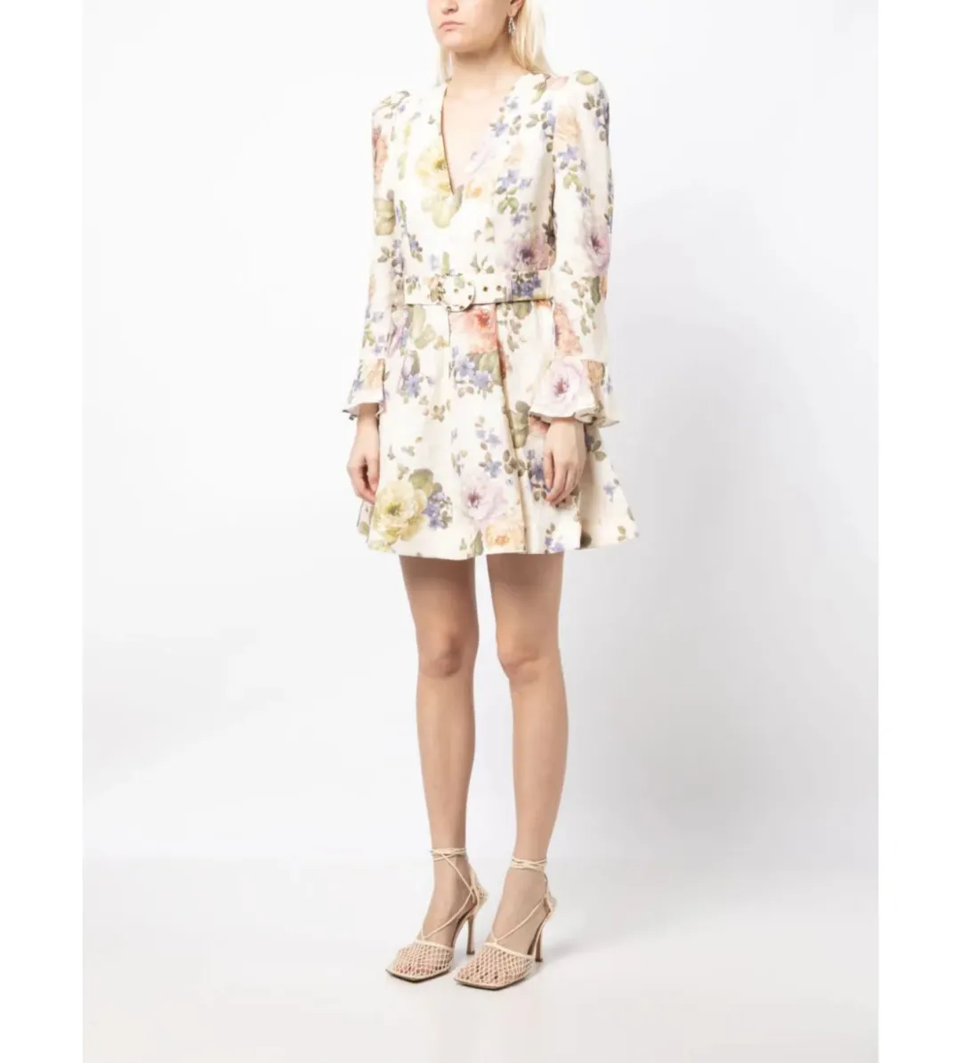 Zimmermann Luminosity Mini Dress Multi Floral Cream Size 0 / AU 6 for rent on The Volte - main image