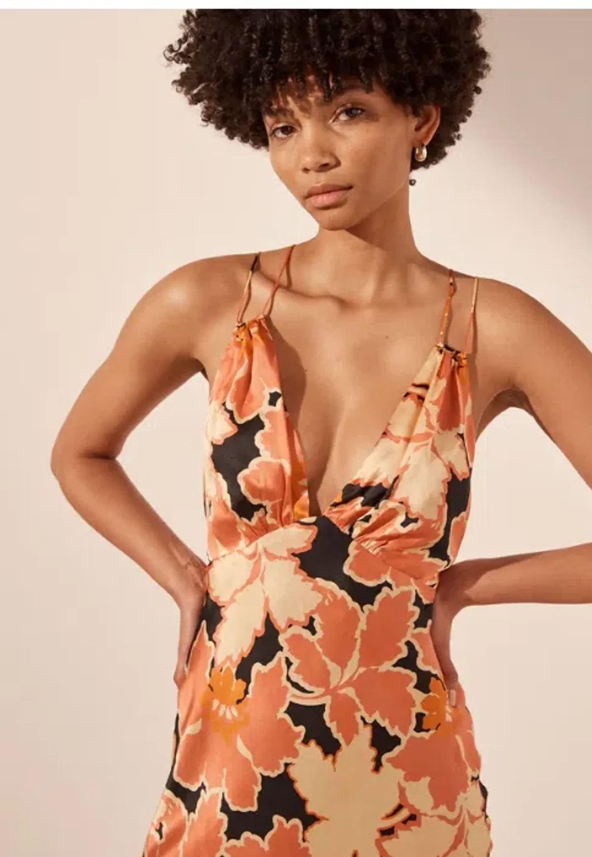 Shona Joy Rosa Silk Plunged Double Strap Mini Dress Coral/Pink Multi Size 8 - Image 2