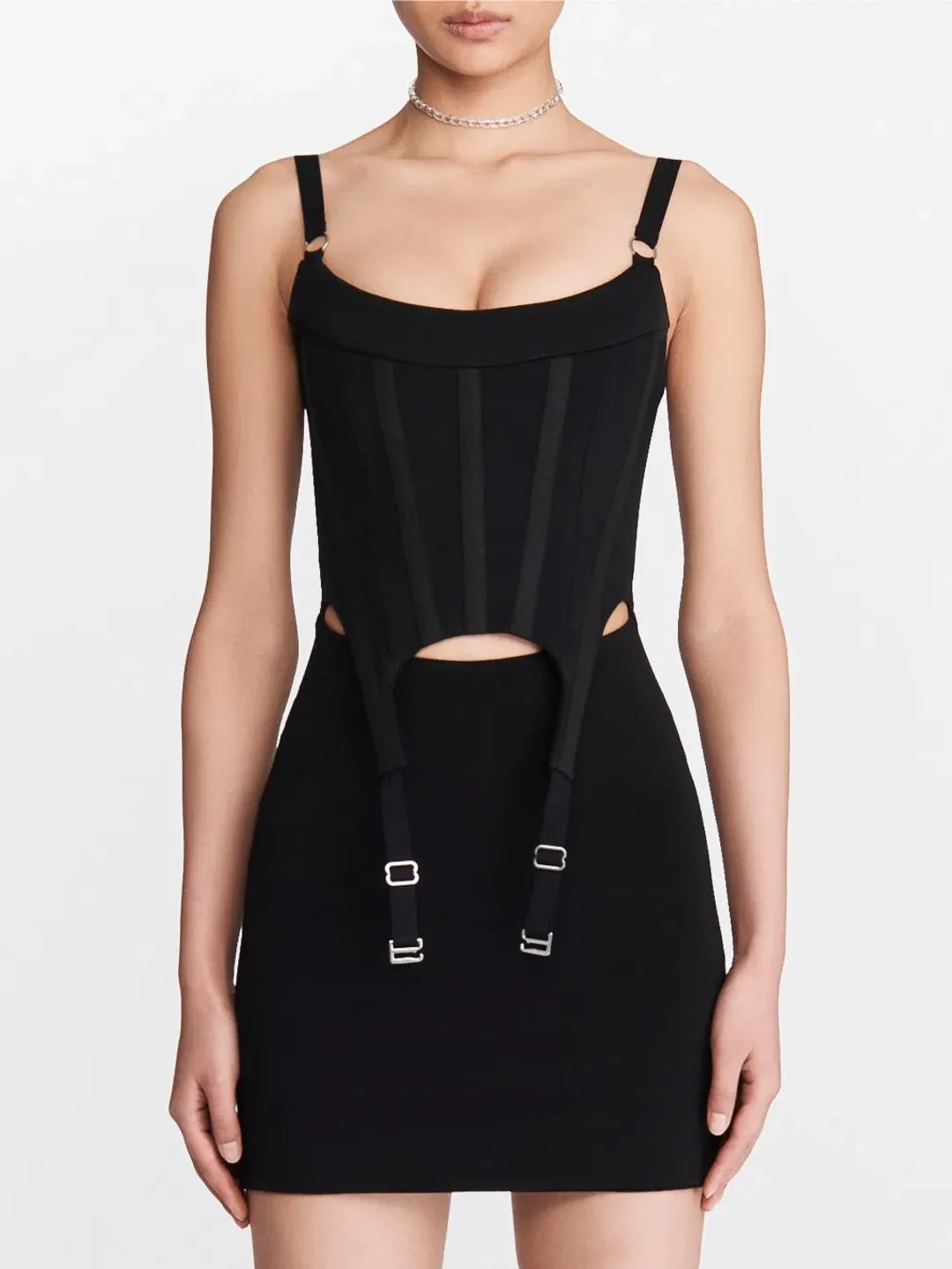 Dion Lee Garter Corset Mini Dress Black Size 10  for rent on The Volte - main image