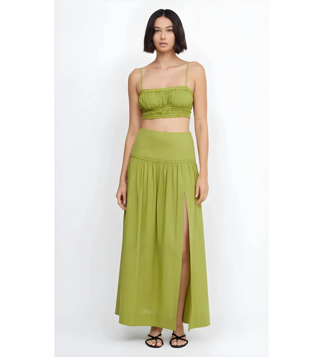Bec & Bridge Alexandra Top & Ellie Maxi Skirt Set In Fern Green Size 6 for rent on The Volte - main image