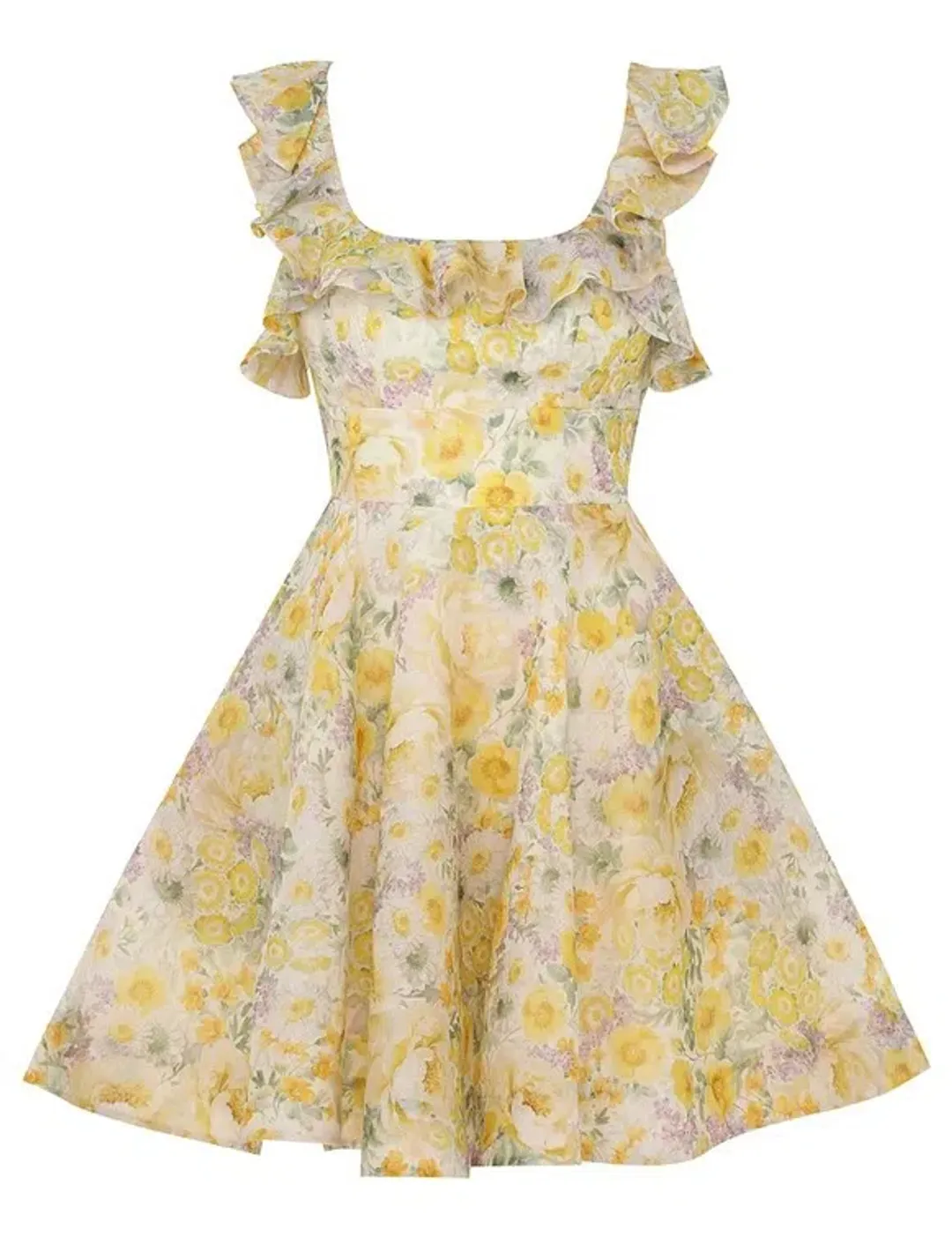 Zimmermann The Harmony Frilled Mini in Citrus Garden Print Size 2 / AU 12 for rent on The Volte - main image