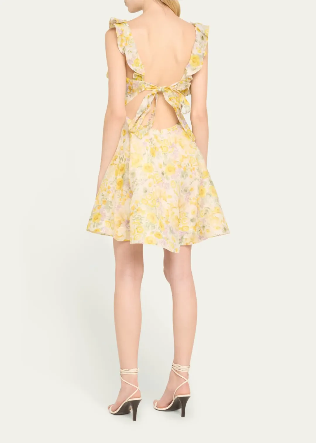 Zimmermann The Harmony Frilled Mini in Citrus Garden Print Size 2 / AU 12 for rent on The Volte - main image