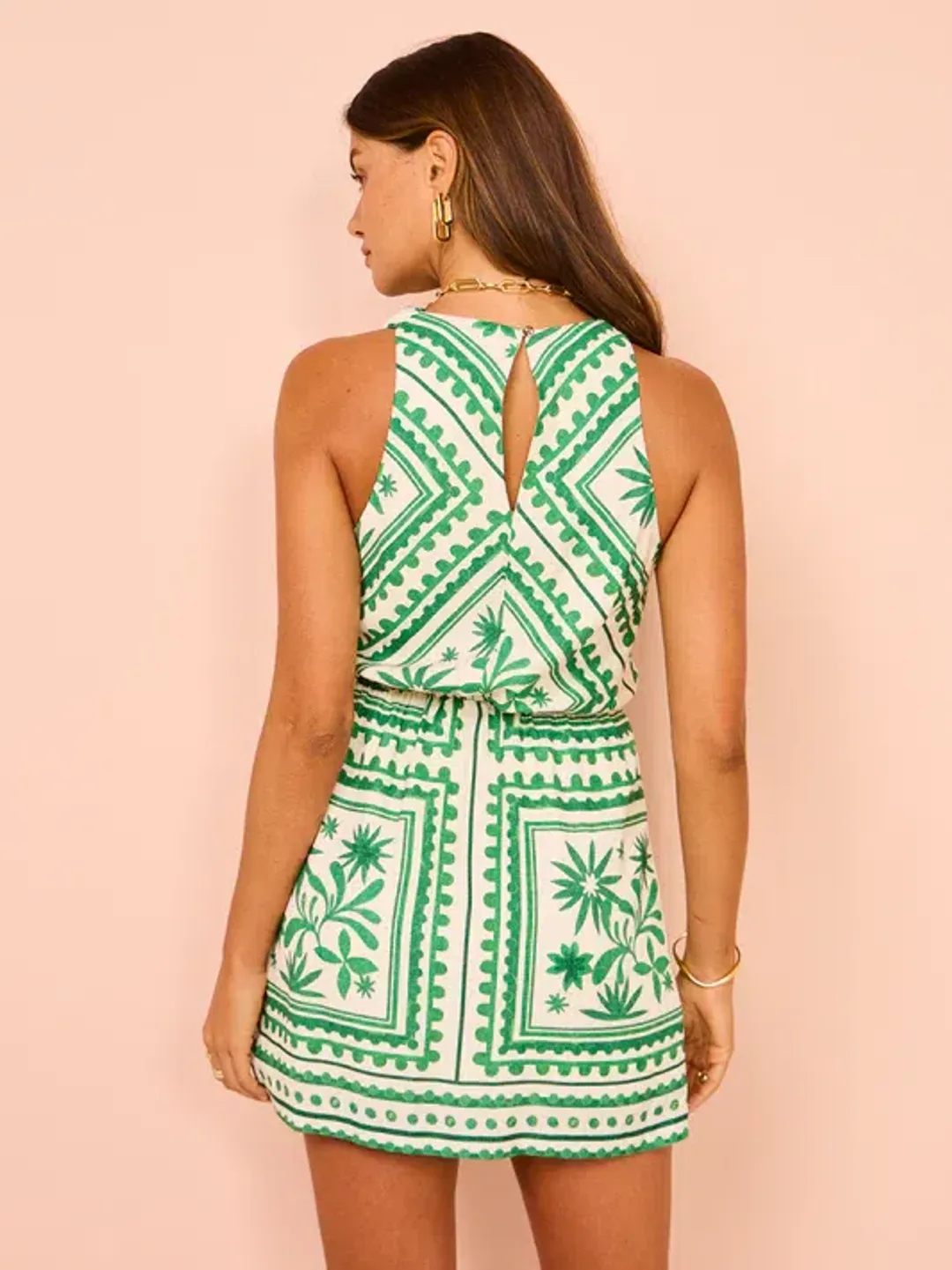 Mon Renn Losas Mini Dress Green/Print Size 12 for rent on The Volte - main image