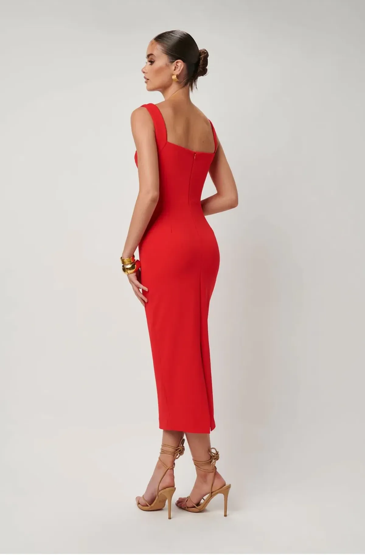 Effie Kats Marbella Midi Dress Cherry Red Size 12 - Image 2