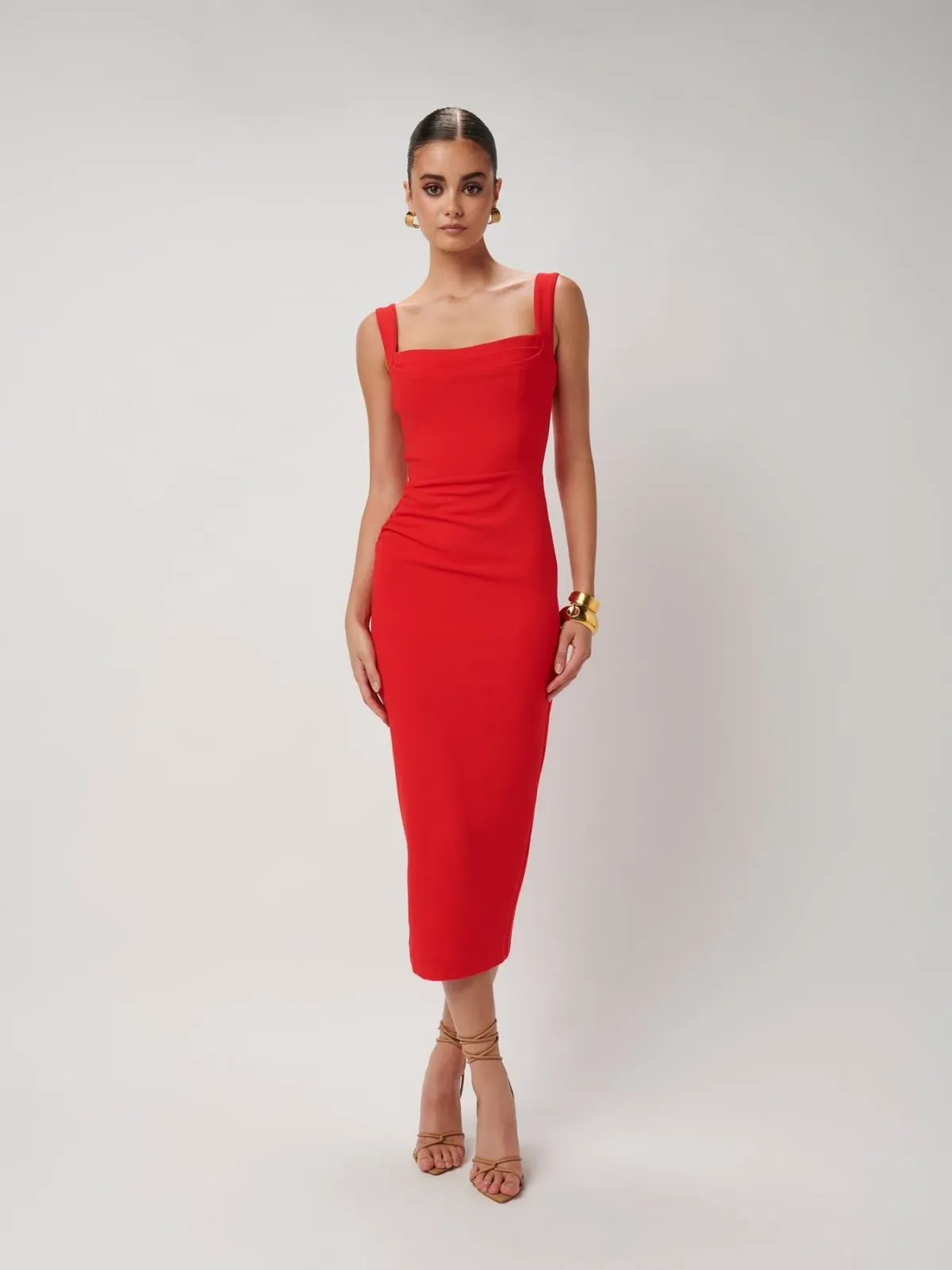 Effie Kats Marbella Midi Dress Cherry Red Size 12 - Image 1
