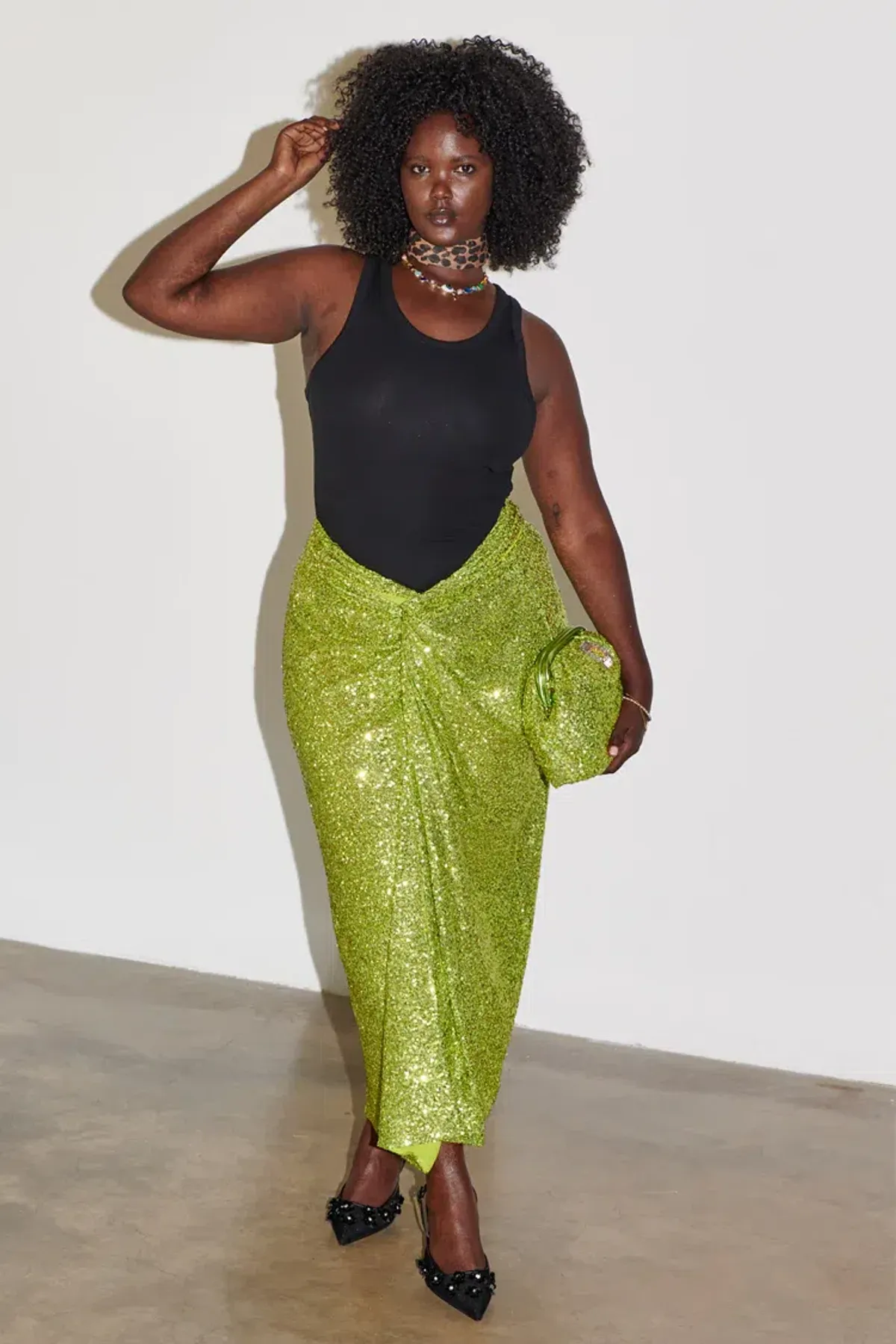 Never Fully Dressed Jaspre Skirt Lime Sequin Size 12 - Image 1