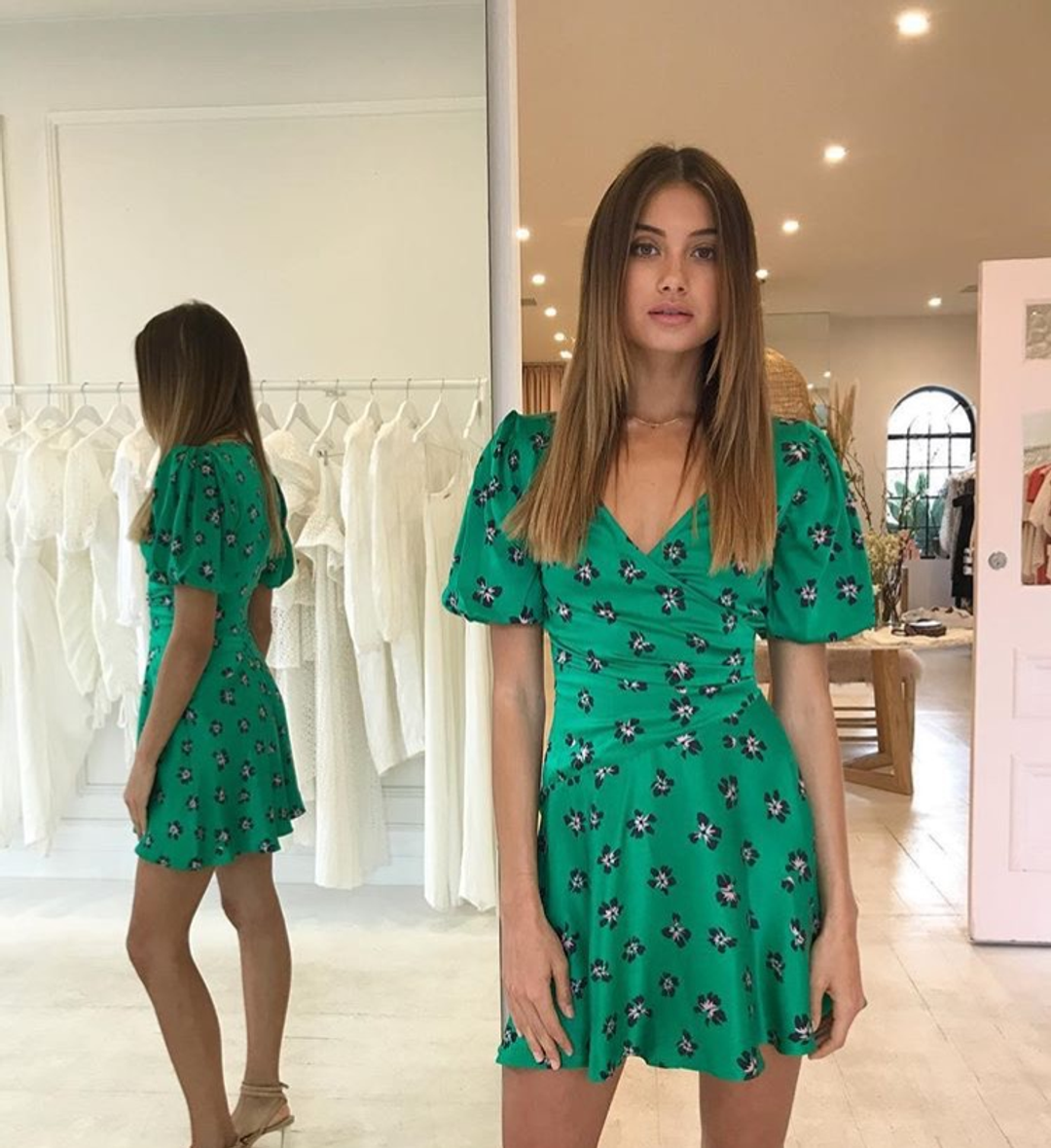 Bec & Bridge Tropicana Mini Dress Green Size 8 for rent on The Volte - main image