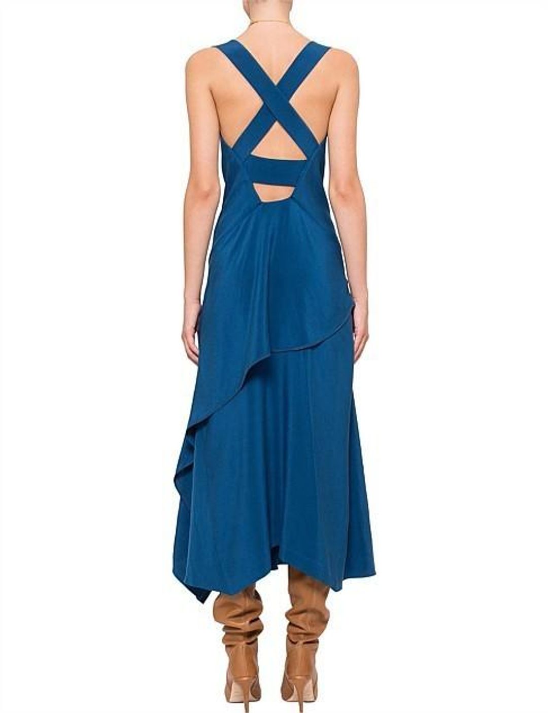 KITX Cerise Ruffle Midi Dress Blue Size 8 for rent on The Volte - main image