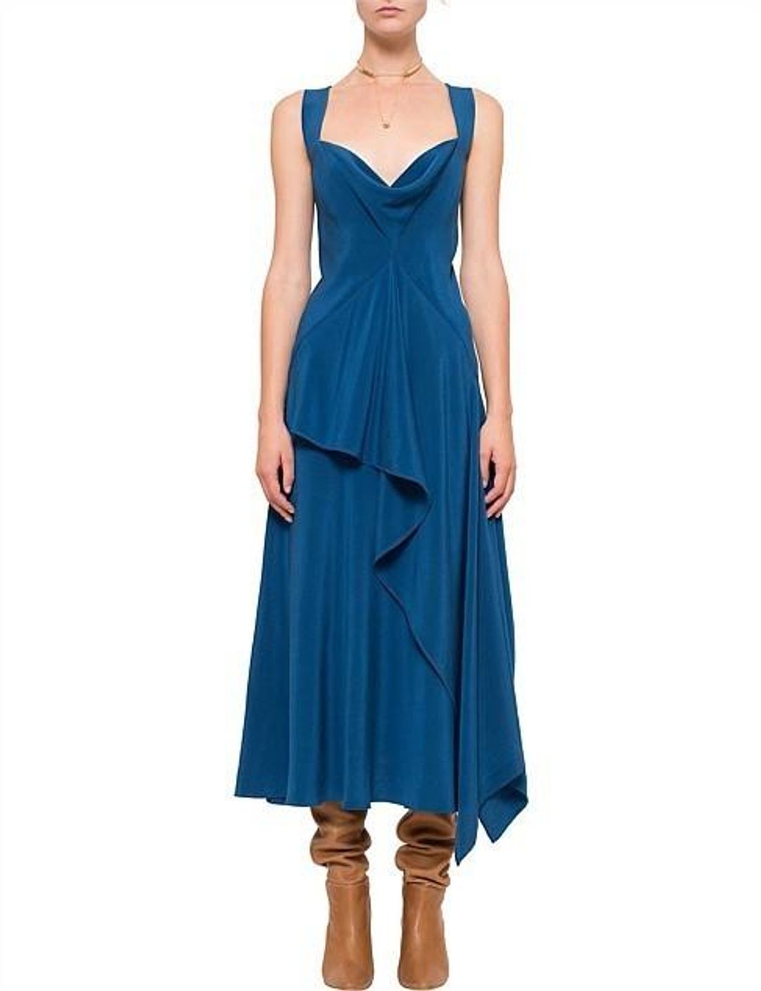 KITX Cerise Ruffle Midi Dress Blue Size 8 for rent on The Volte - main image