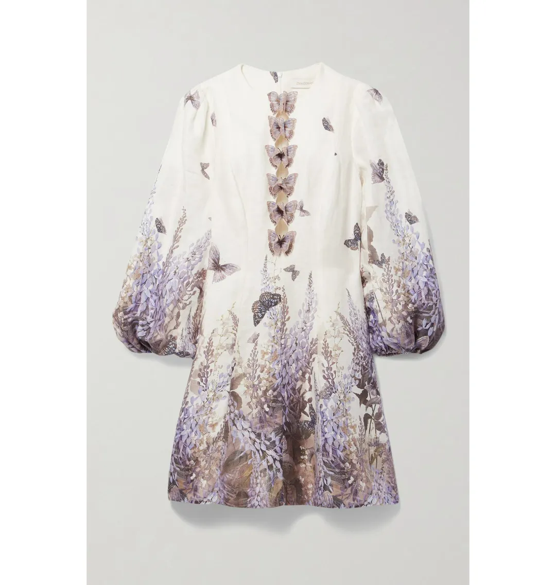 Zimmermann The Luminous Butterfly Mini Dress in Ivory Lavender Tea Size 2 / AU 12 for rent on The Volte - main image