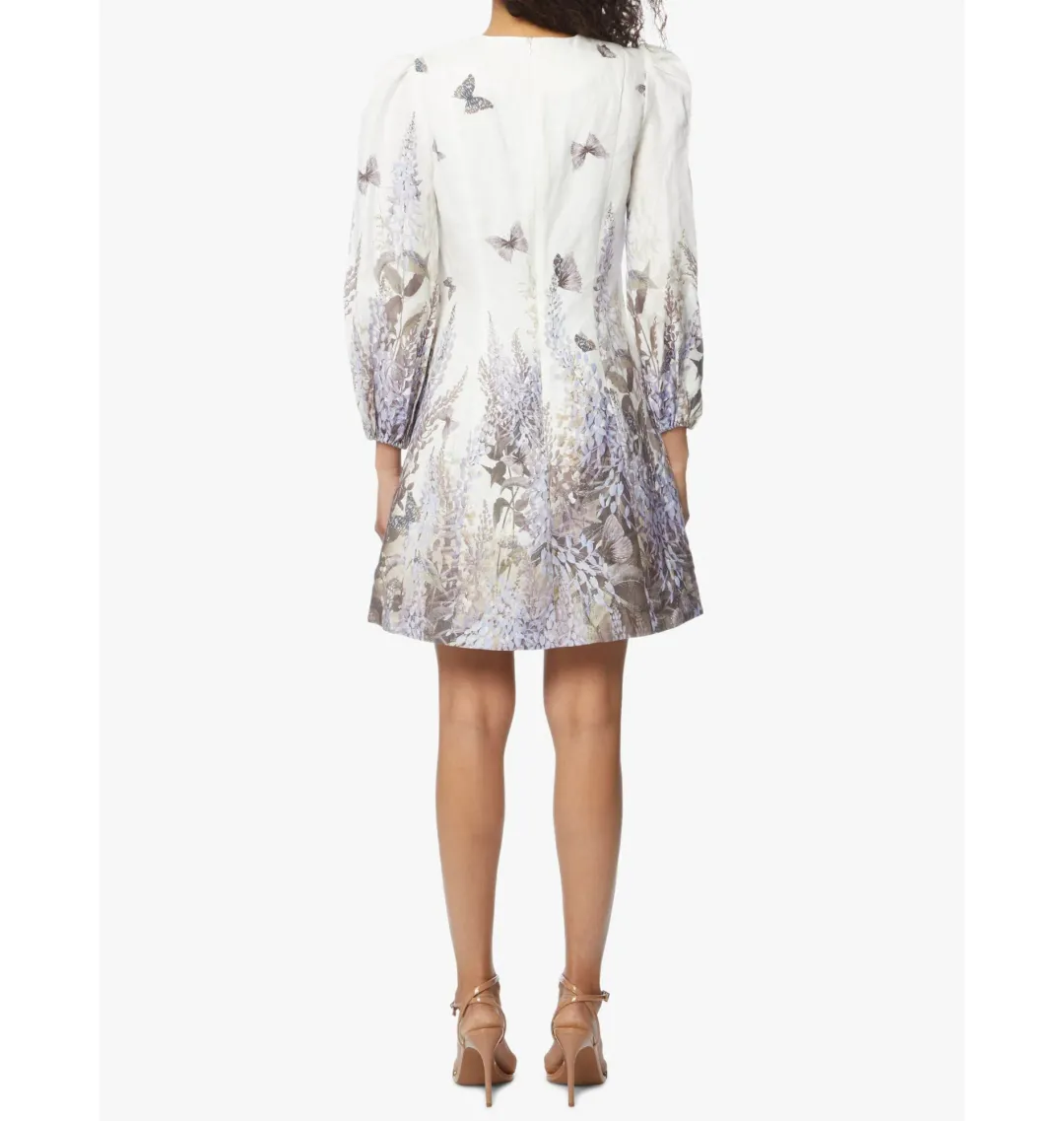 Zimmermann The Luminous Butterfly Mini Dress in Ivory Lavender Tea Size 2 / AU 12 for rent on The Volte - main image