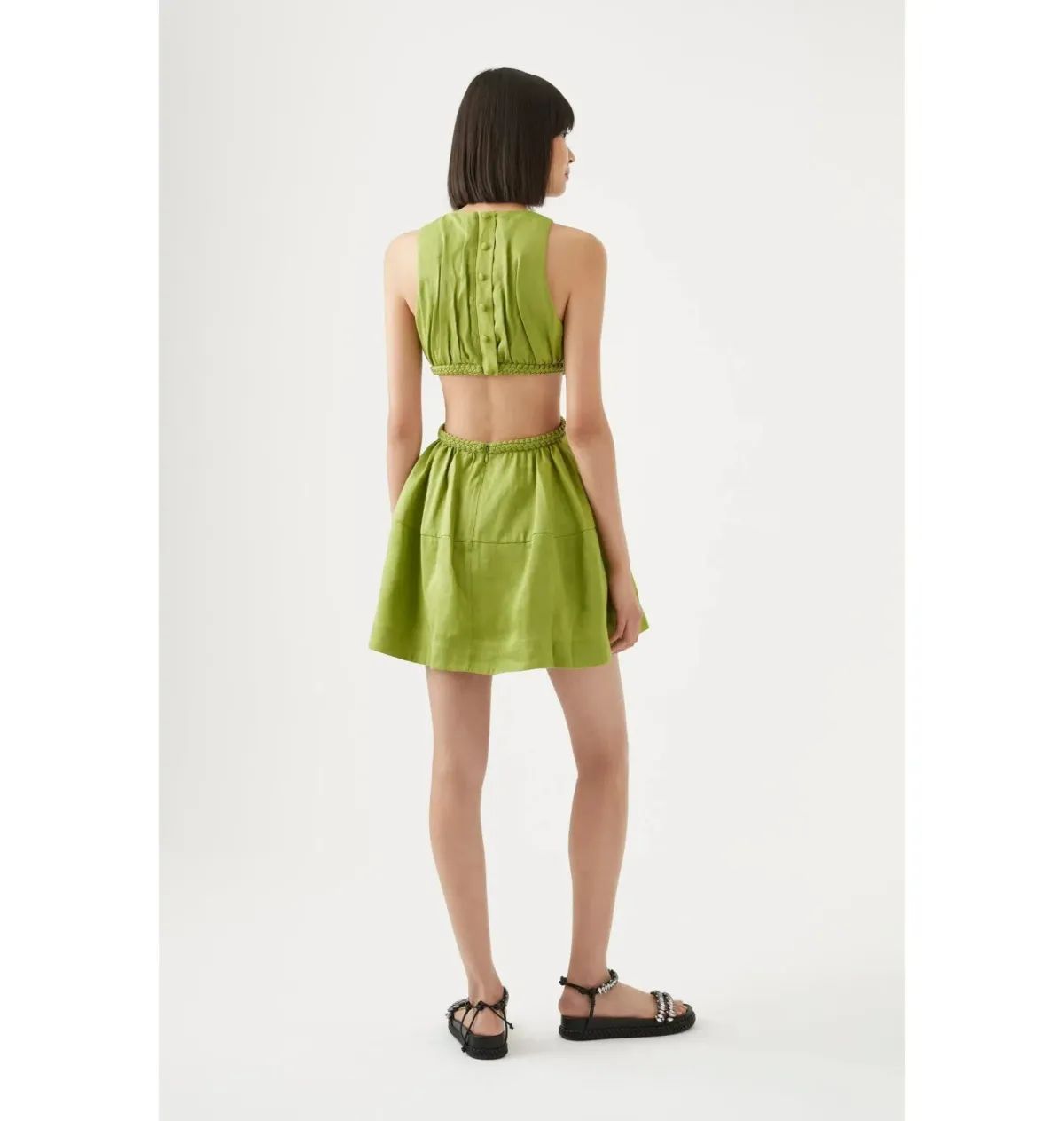 Aje Voyage Braided Mini Dress in Green Size AU 10 - Image 3