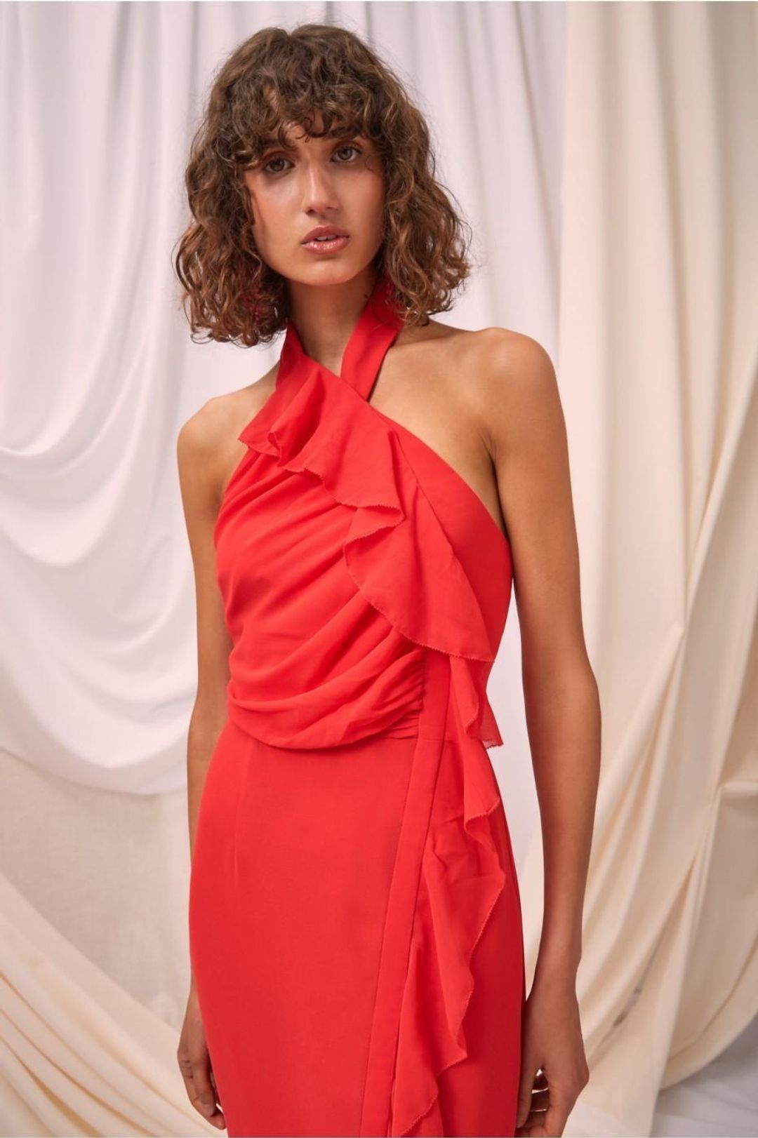 C/MEO COLLECTIVE ELUDE MIDI DRESS CHILLI for rent on The Volte - main image