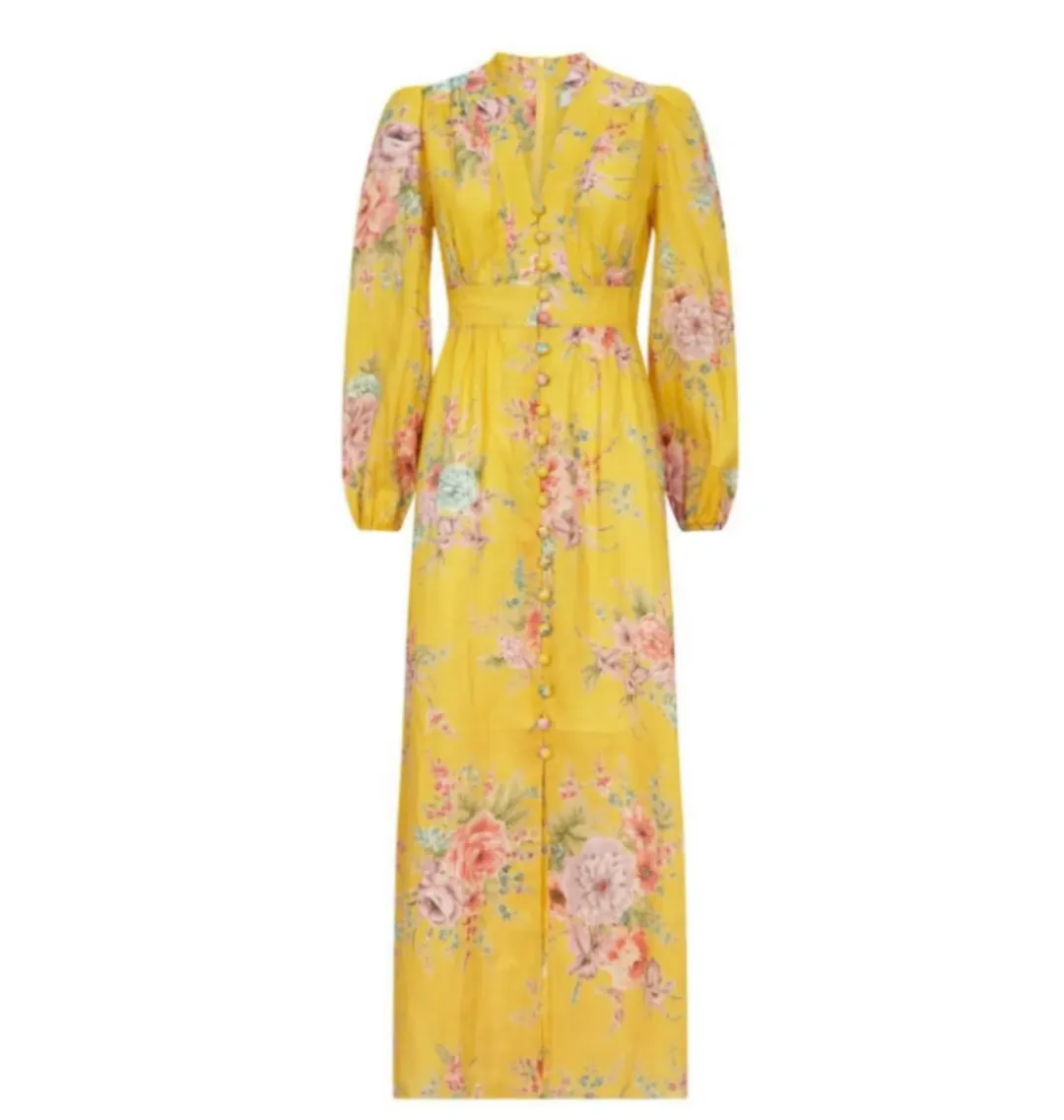 Zimmermann Zinnia Floral Maxi Dress Yellow Size 2 / AU 12 for rent on The Volte - main image
