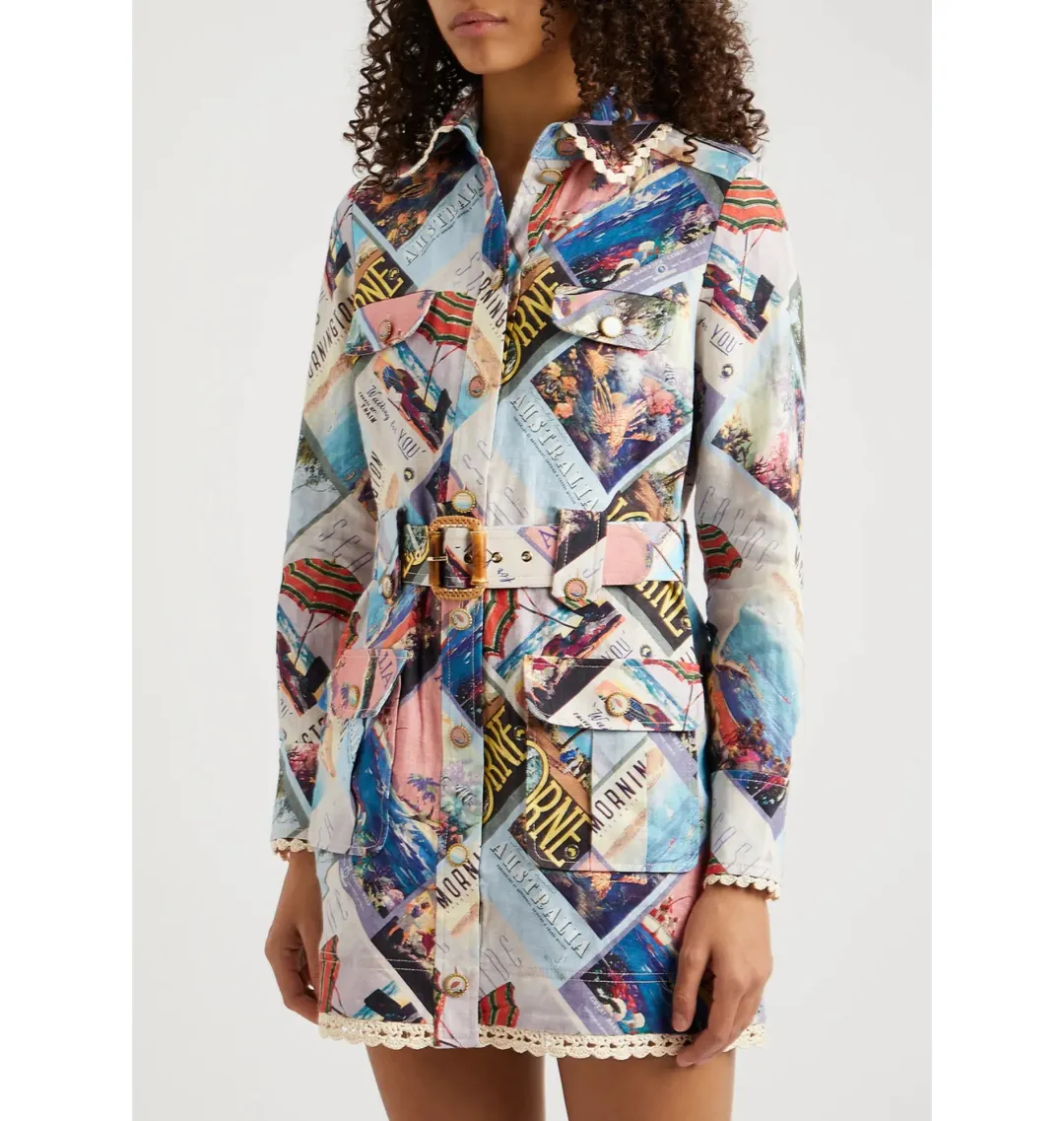 Zimmermann Postcard Shirt Mini Dress Print Size 2 / AU 12 for rent on The Volte - main image