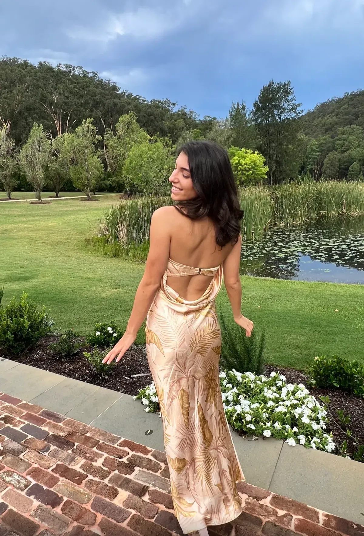 Bec & Bridge Dusty Palms Strapless Maxi Dress Print Size AU 8 - Image 2