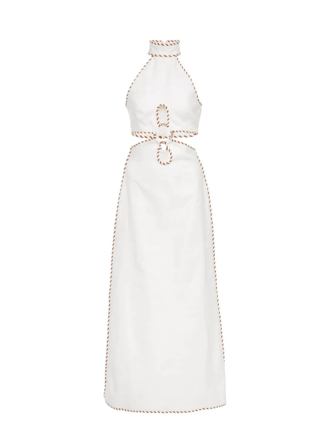 Zimmermann Braid-Trimmed Cut Out Linen Midi Dress White Size 1 / AU 10 for rent on The Volte - main image