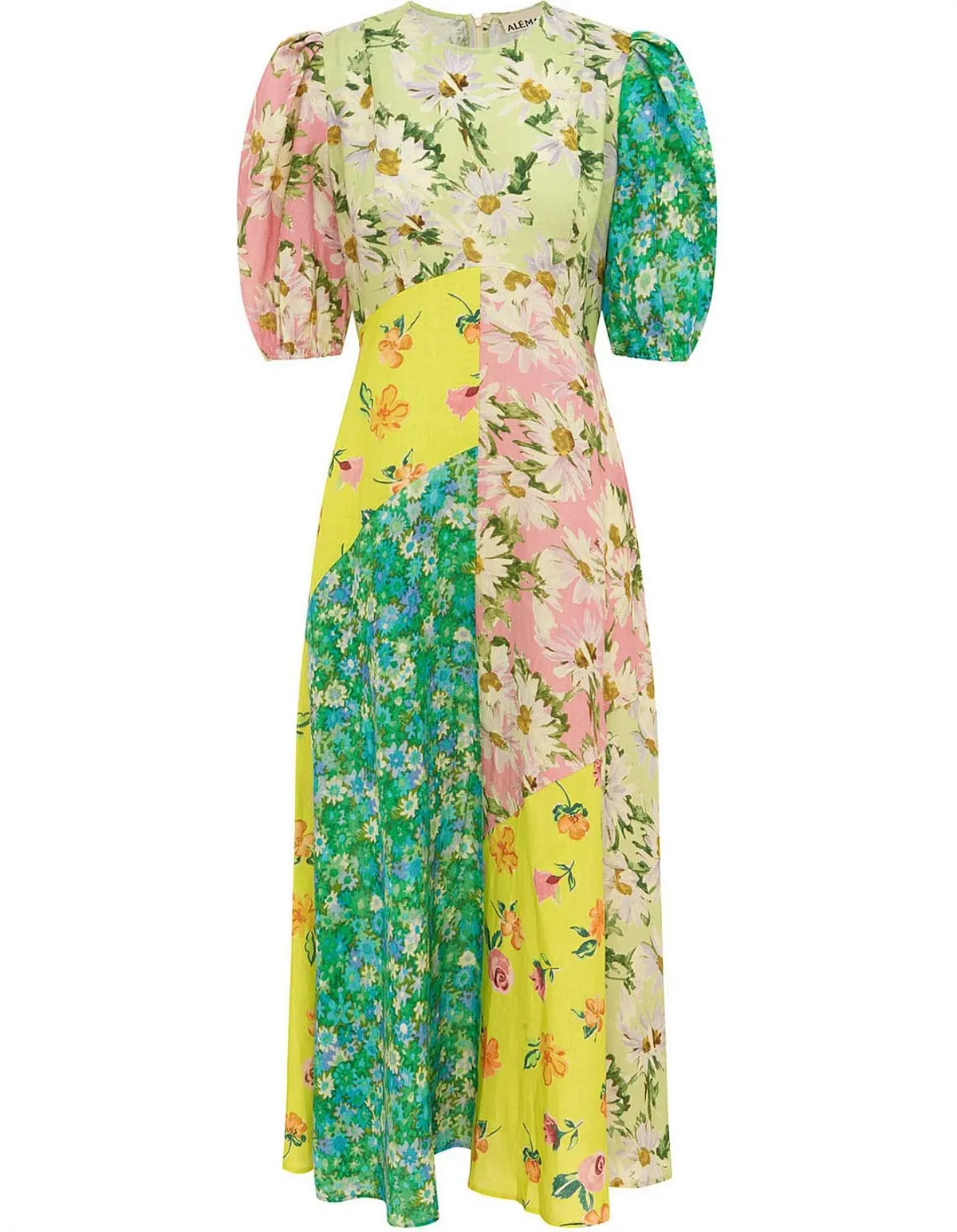 Alemais Kenzie Patchwork Linen Midi Dress Floral Size 10 - Image 2