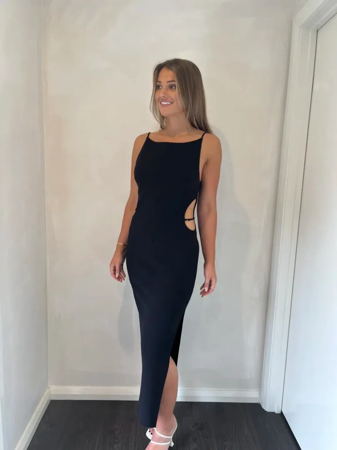 Bec & Bridge Cammi Cut Out Midi Dress Black Size 12 for rent on The Volte - main image
